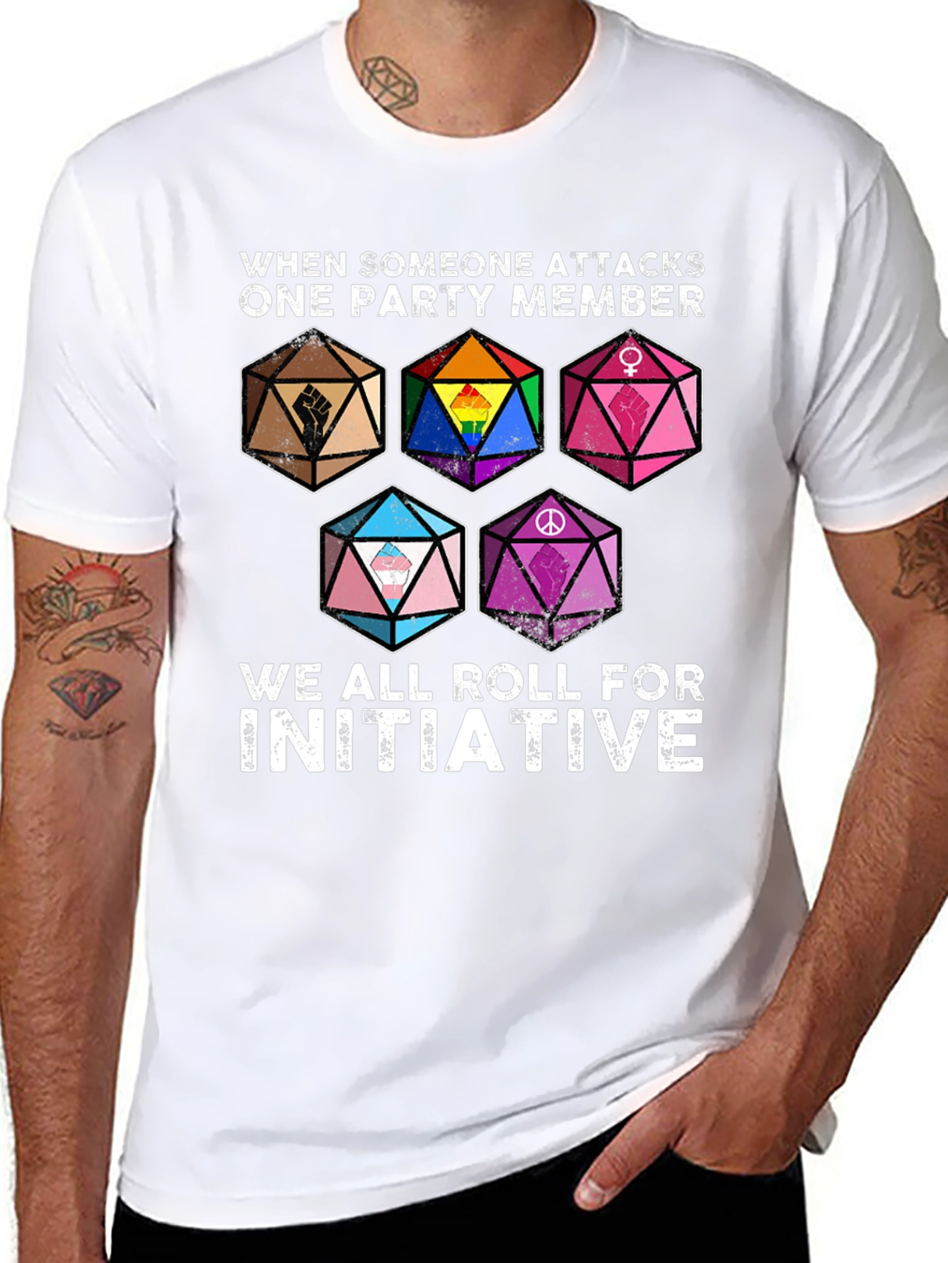 RPG Pride Dice T-Shirt - Roll for Initiative!