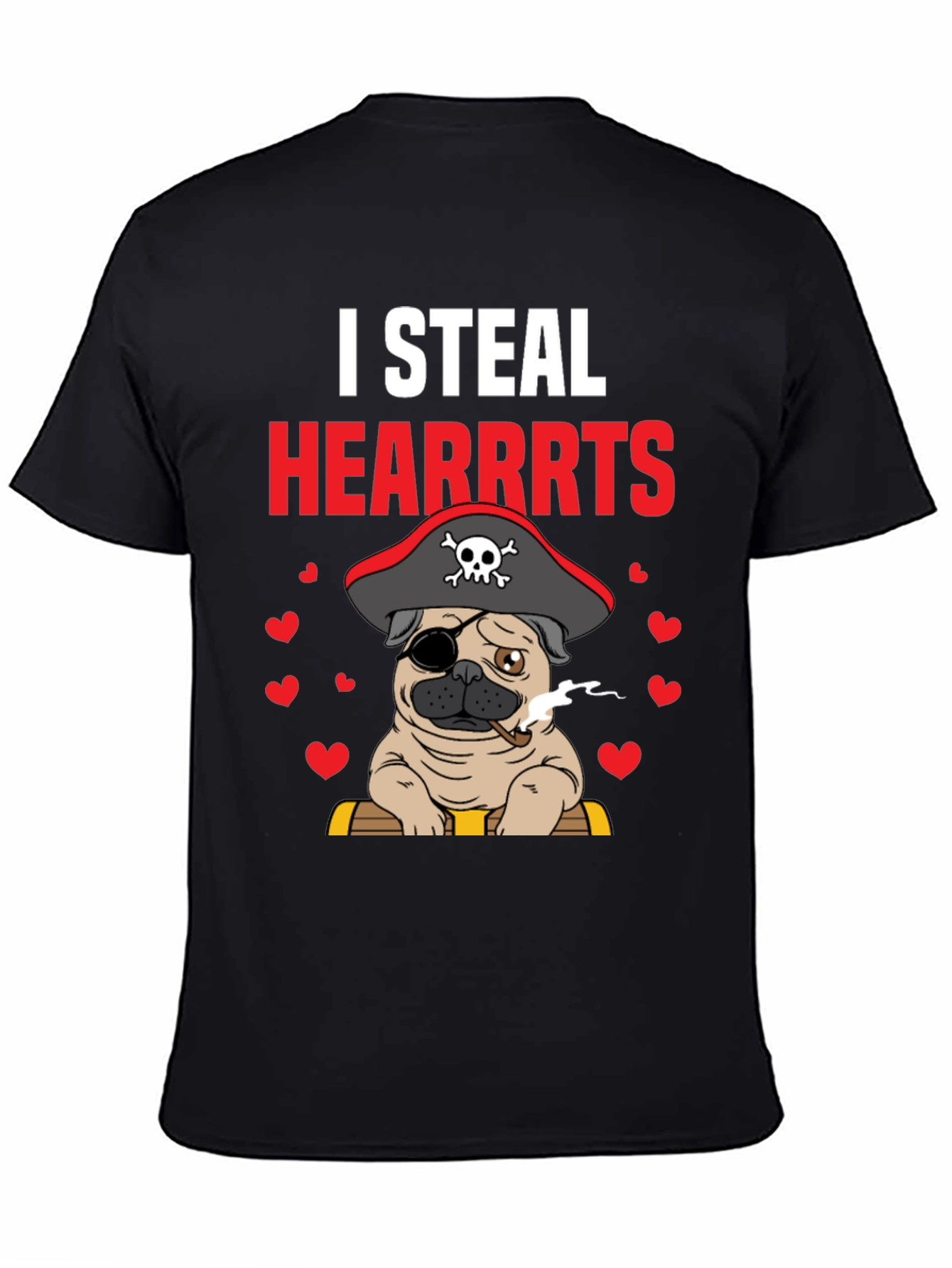 I Steal Hearrrts Pirate Pug T-Shirt