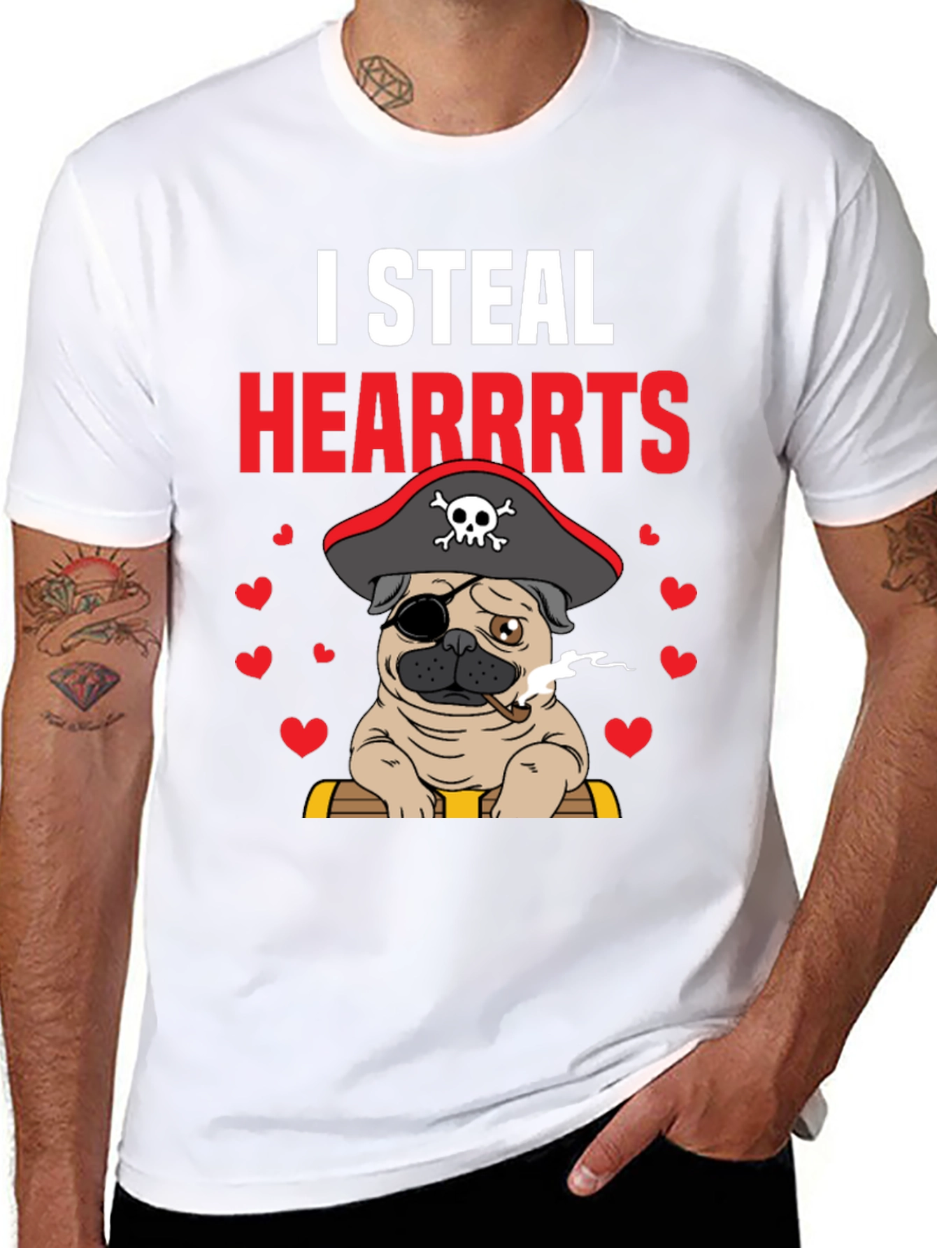 I Steal Hearrrts Pirate Pug T-Shirt