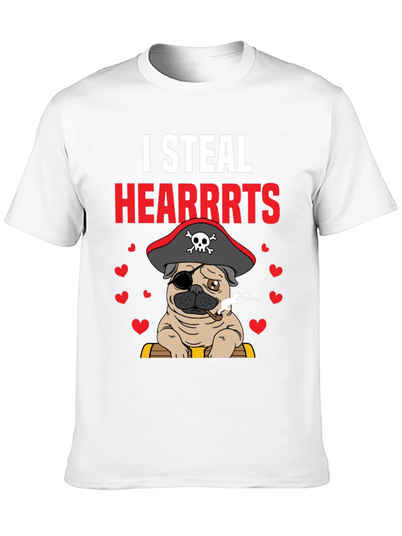 I Steal Hearrrts Pirate Pug T-Shirt