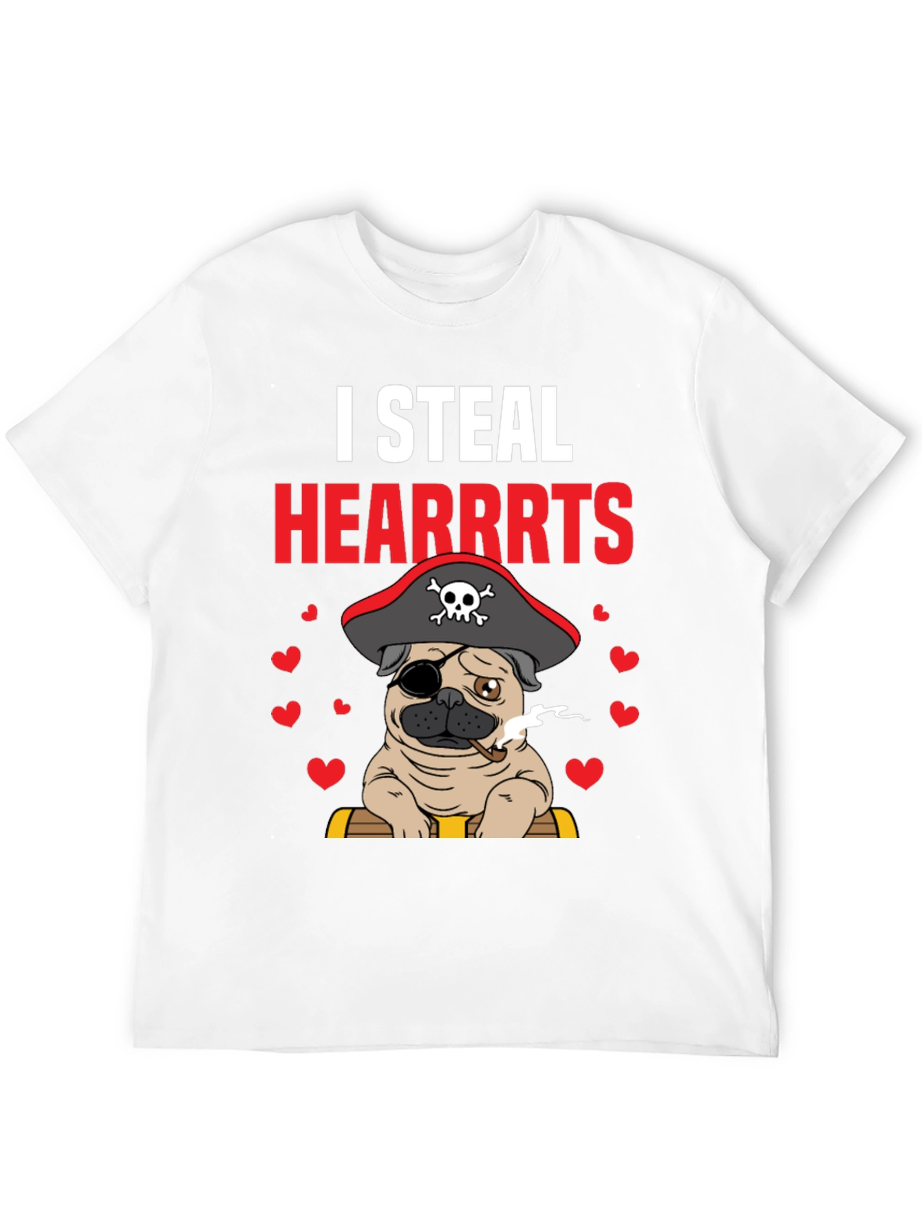 I Steal Hearrrts Pirate Pug T-Shirt