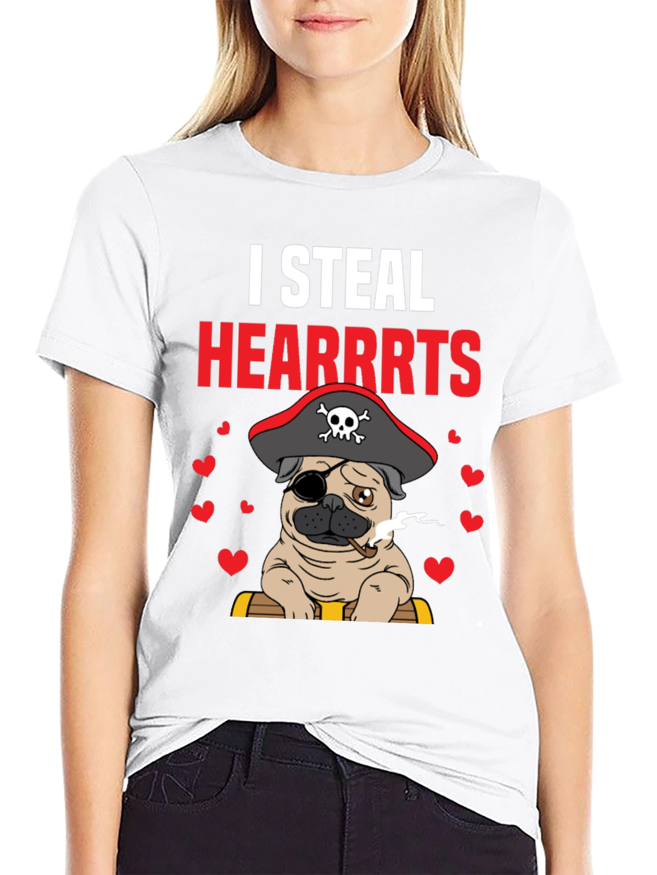I Steal Hearrrts Pirate Pug T-Shirt