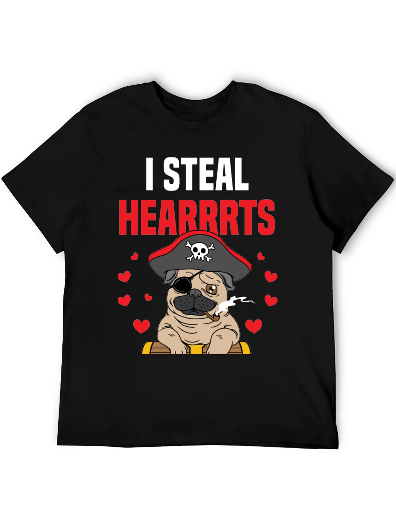 I Steal Hearrrts Pirate Pug T-Shirt