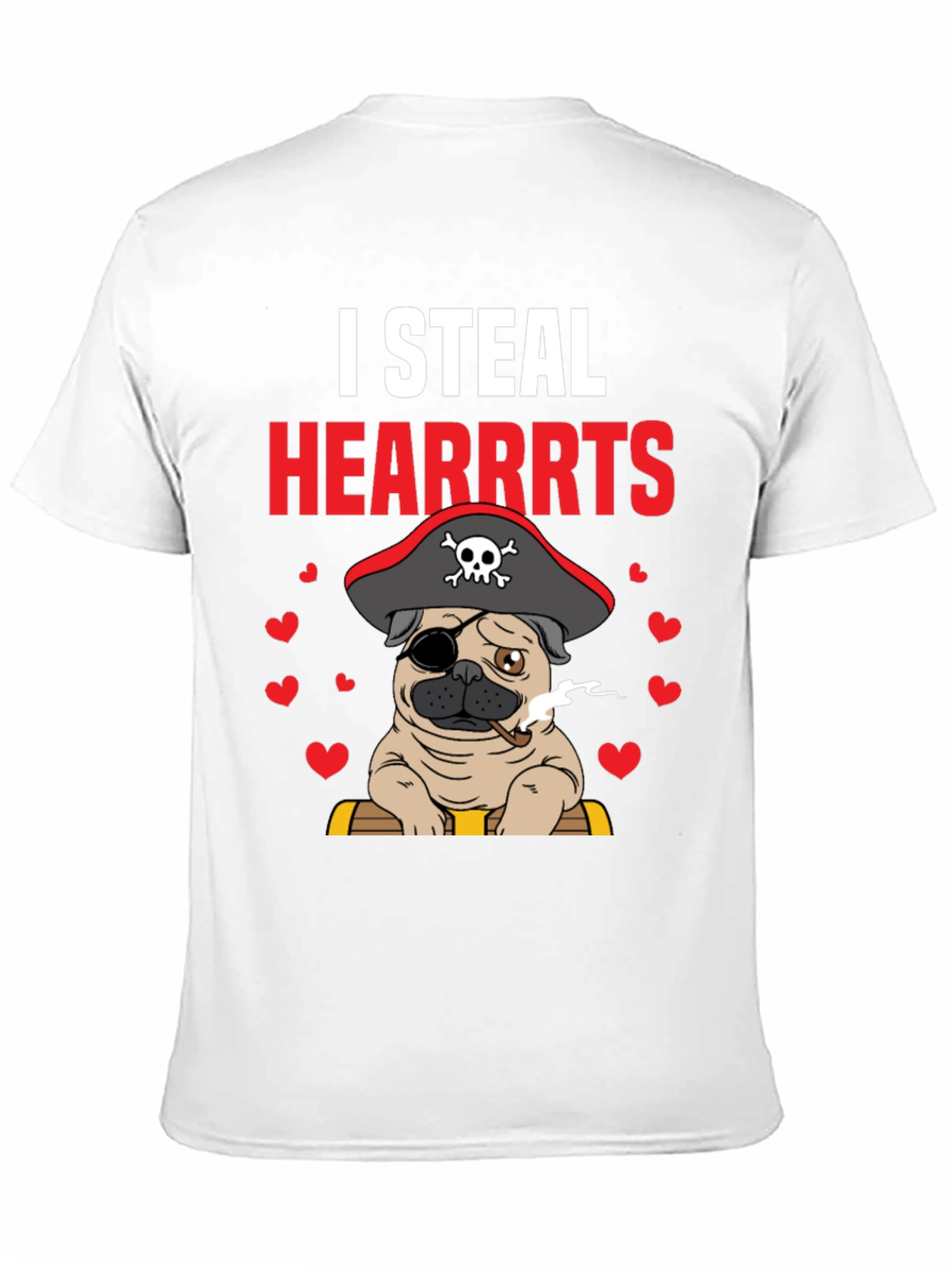 I Steal Hearrrts Pirate Pug T-Shirt