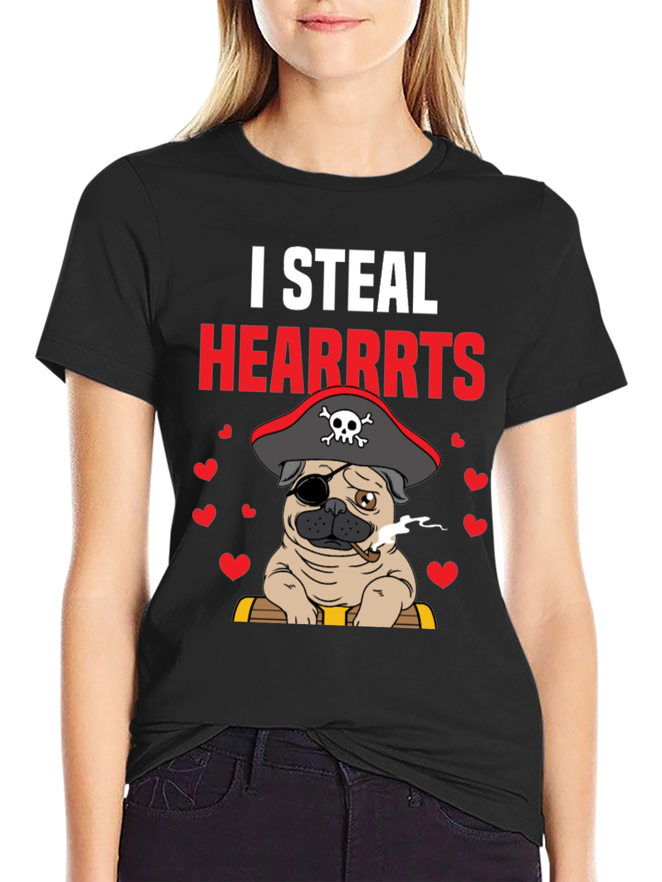 I Steal Hearrrts Pirate Pug T-Shirt