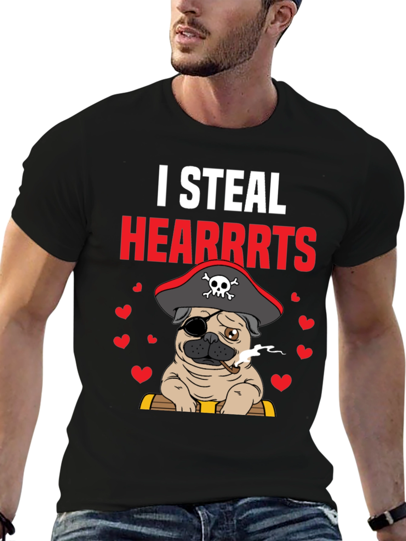 I Steal Hearrrts Pirate Pug T-Shirt