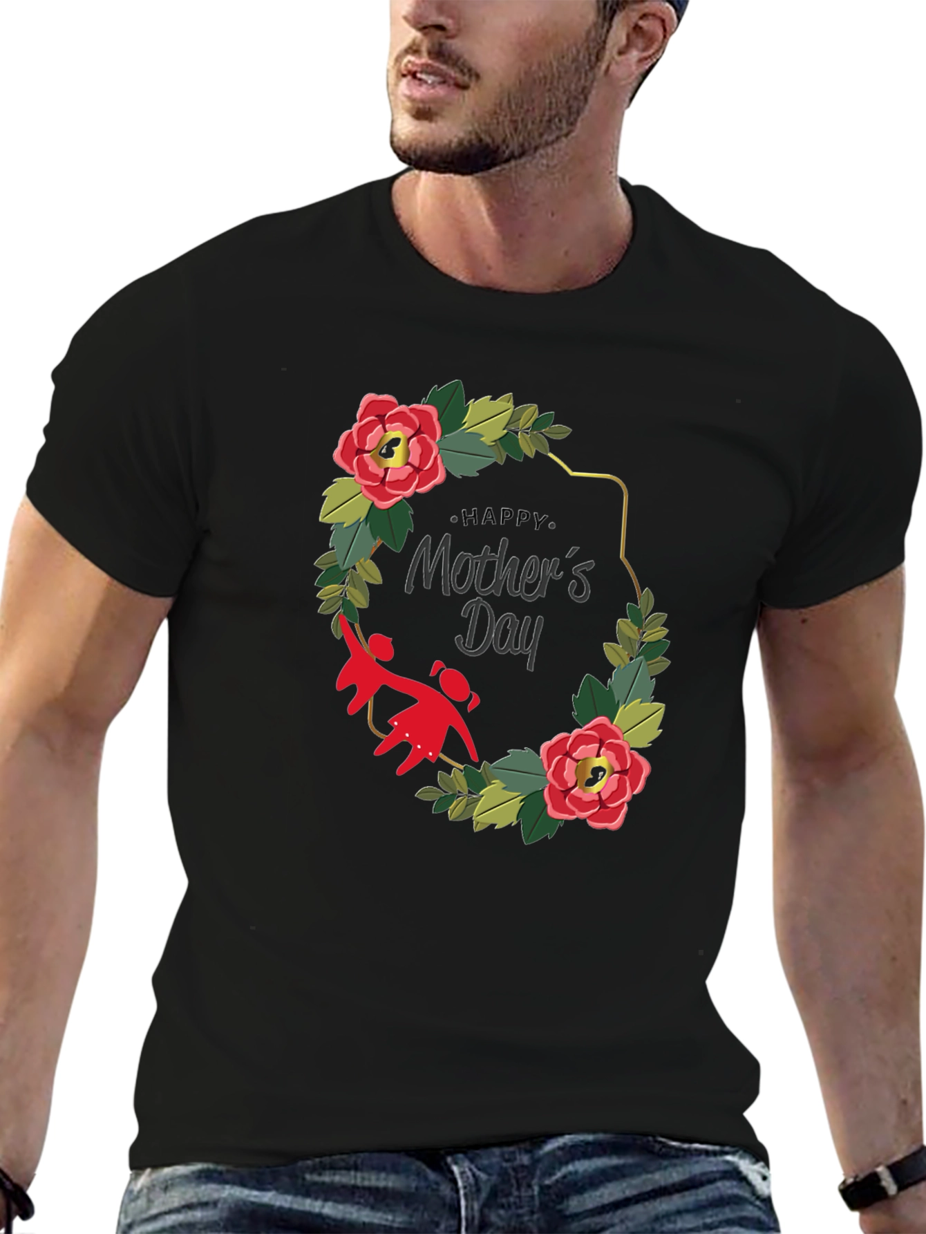 Mothers Day Floral Wreath T-Shirt