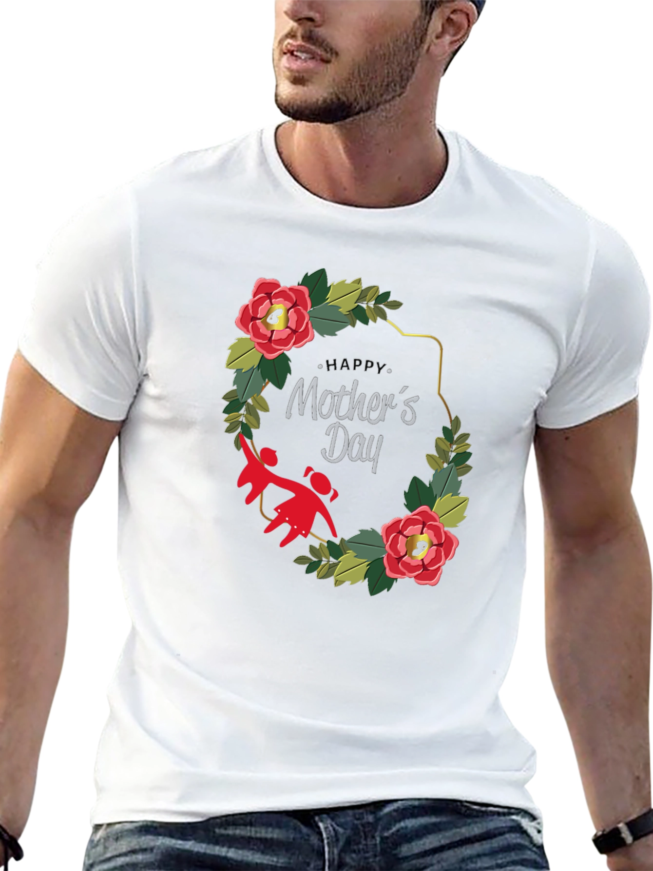 Mothers Day Floral Wreath T-Shirt