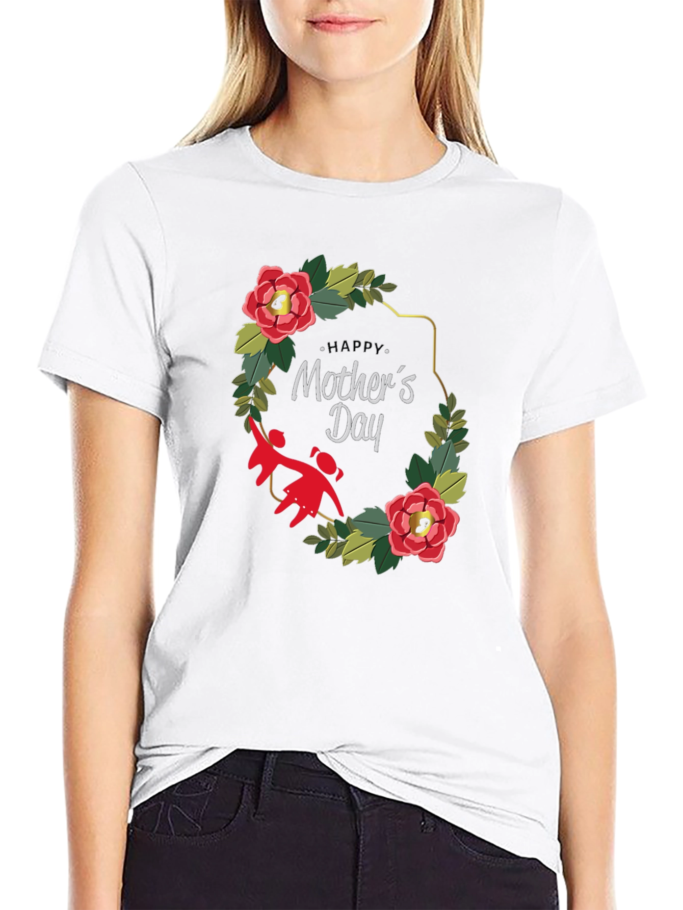 Mothers Day Floral Wreath T-Shirt