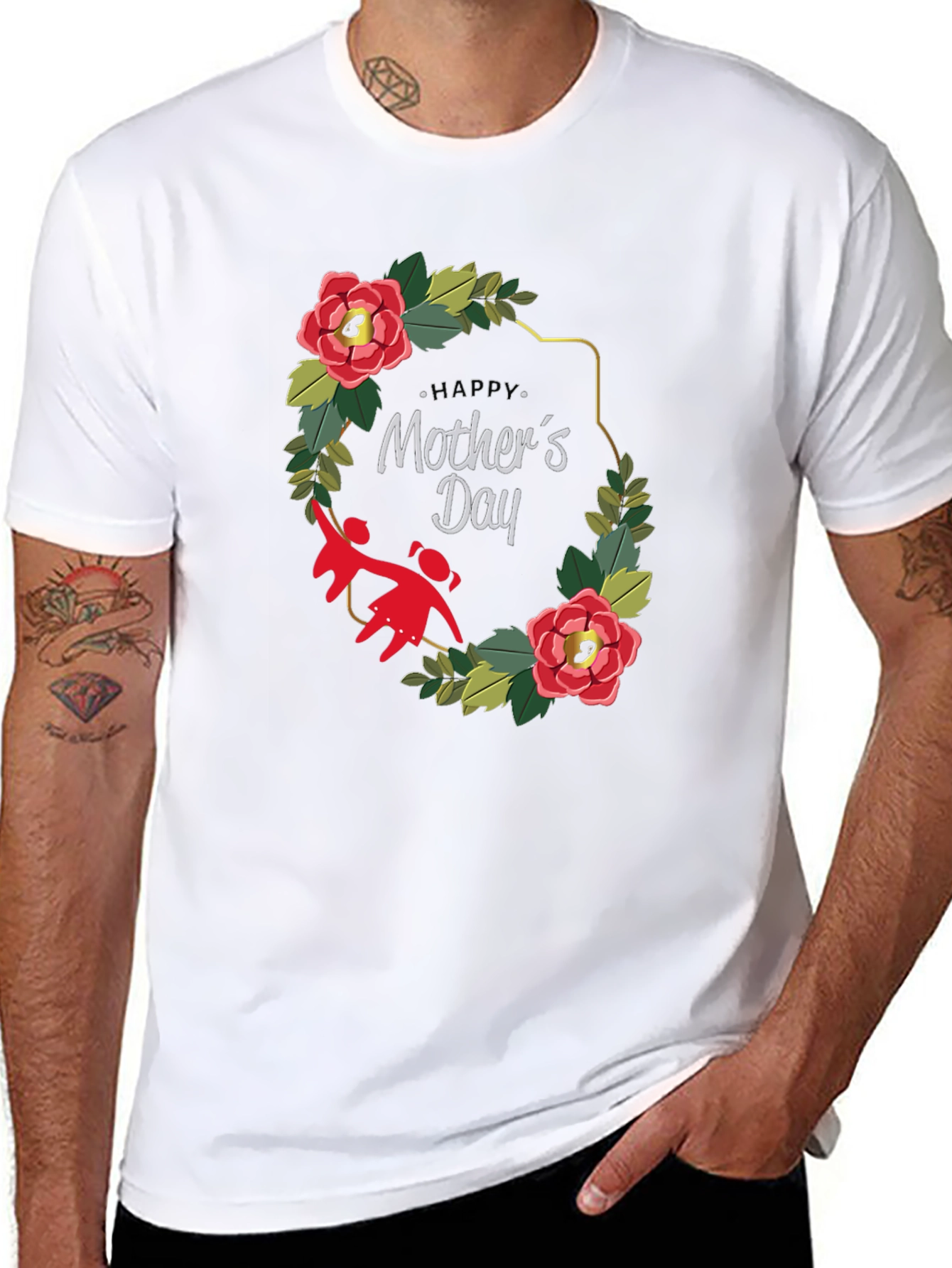 Mothers Day Floral Wreath T-Shirt