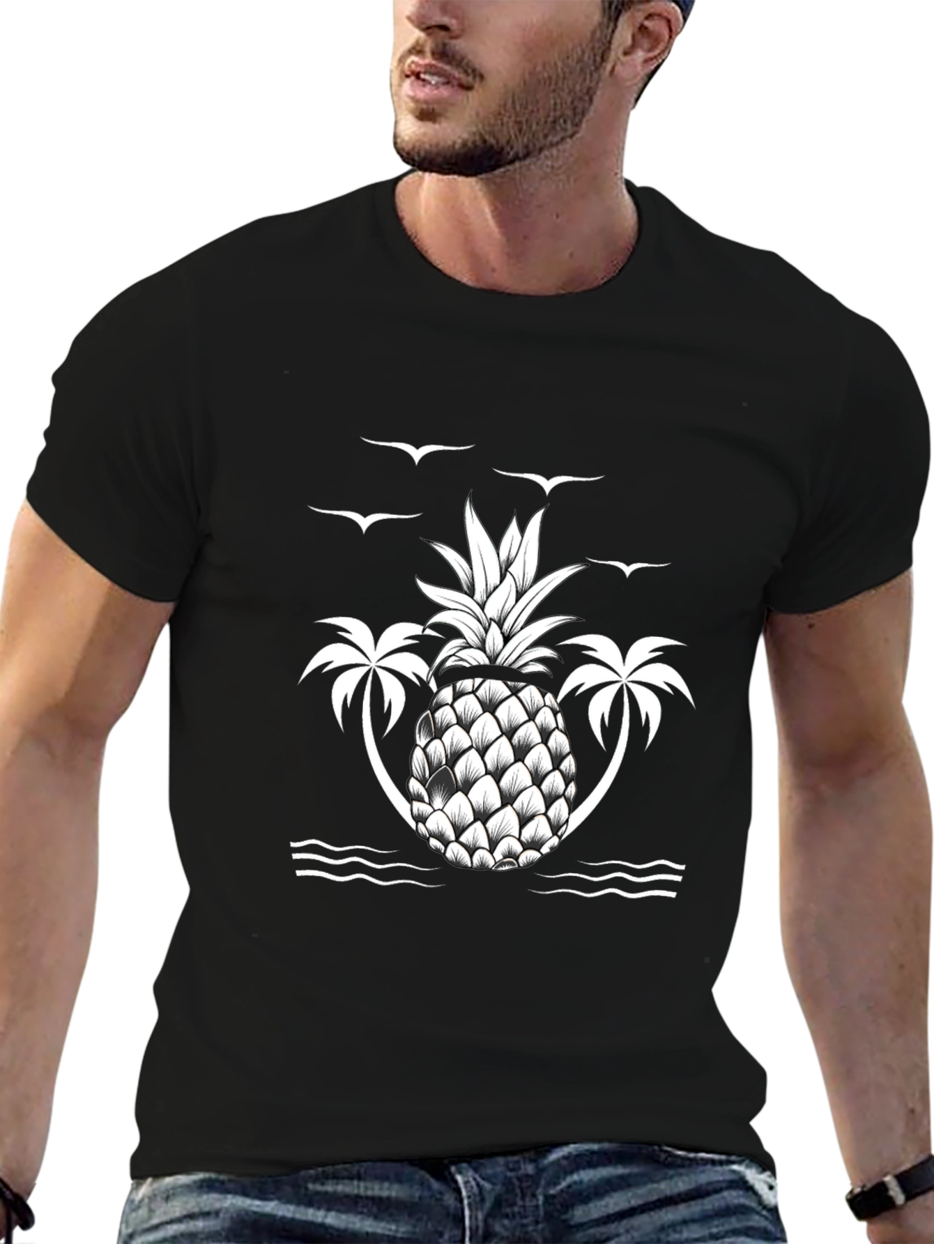 Tropical Pineapple Palm Tree Graphic Tee