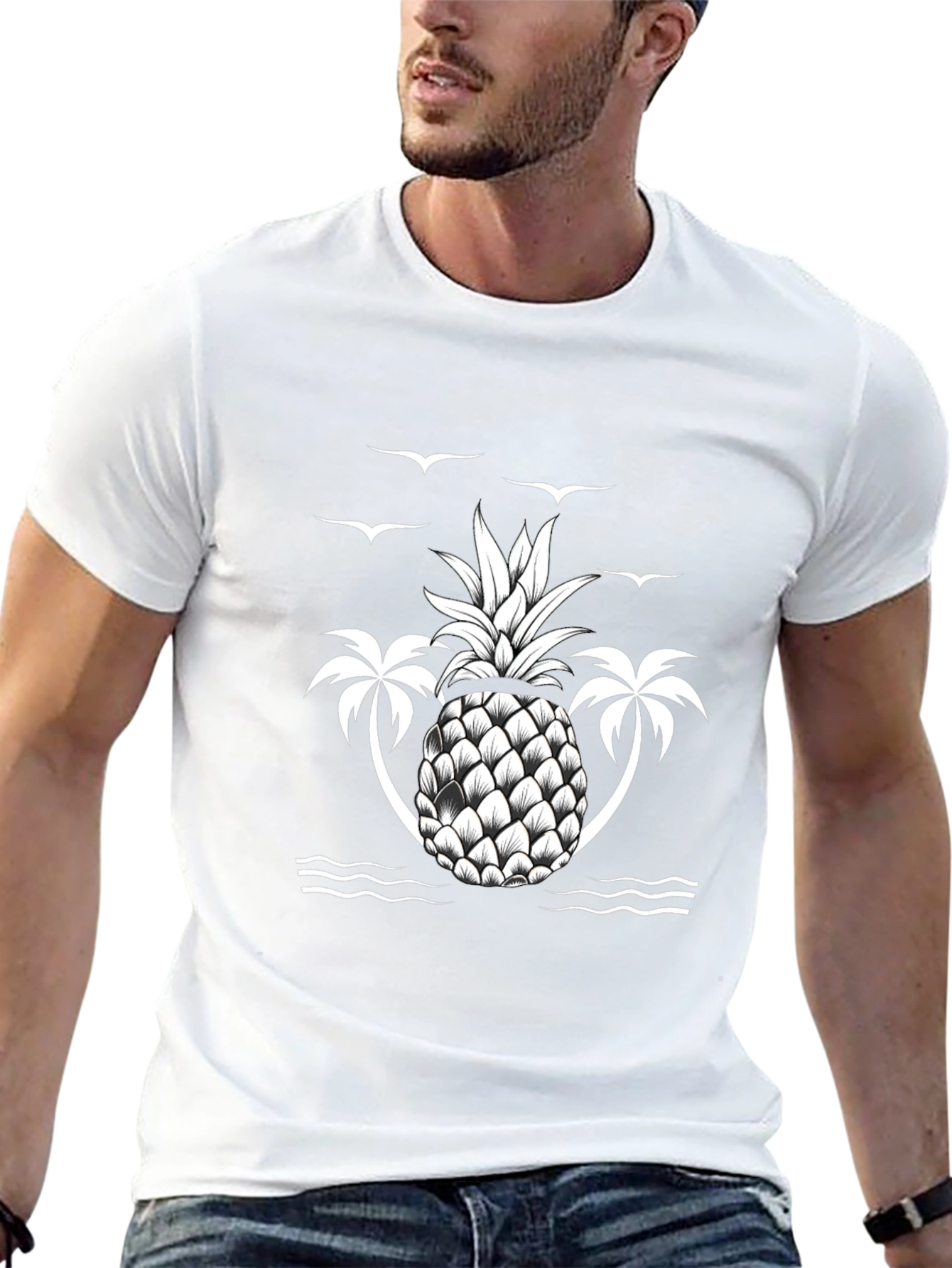 Tropical Pineapple Palm Tree Graphic Tee