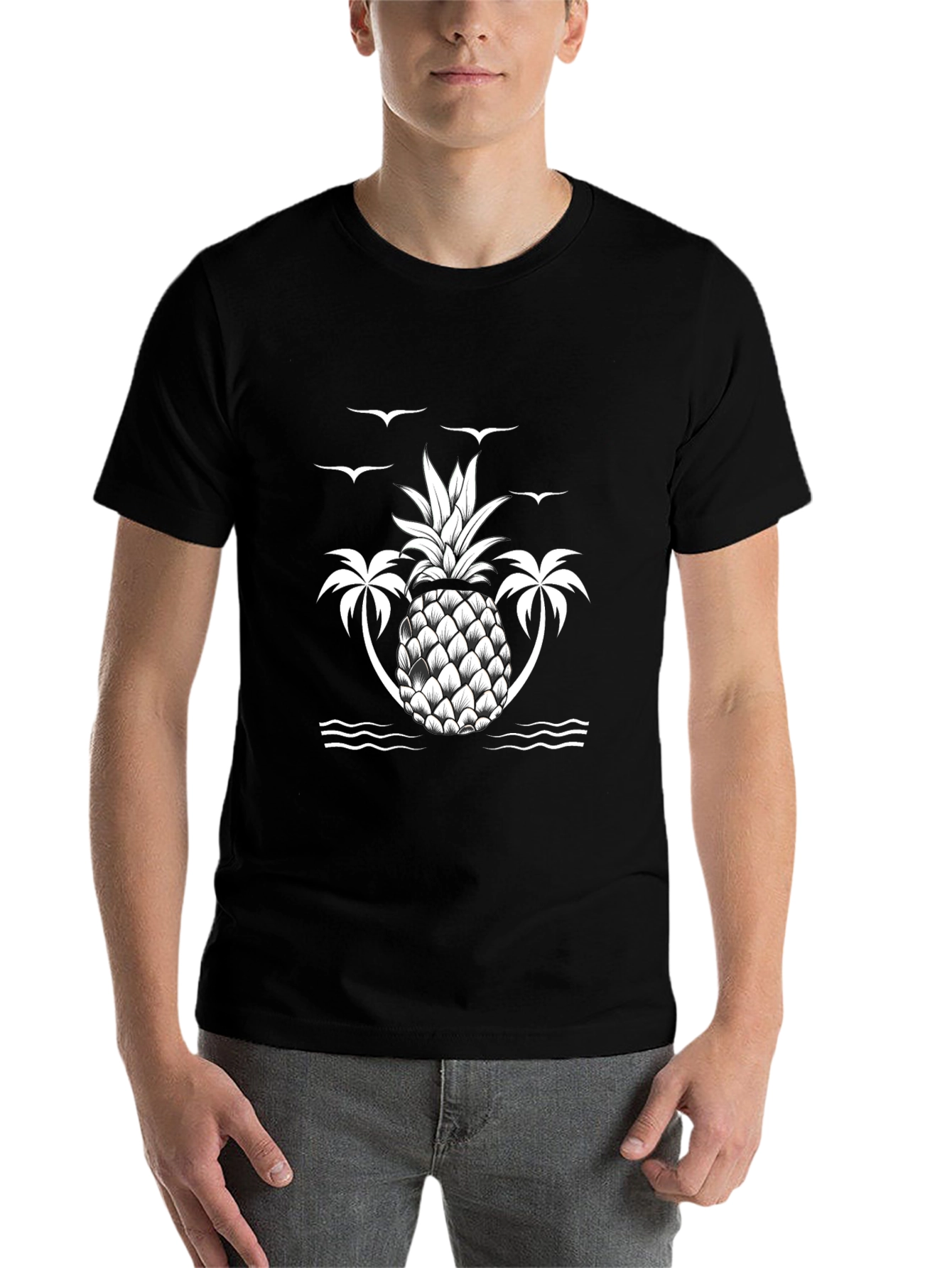 Tropical Pineapple Palm Tree Graphic Tee