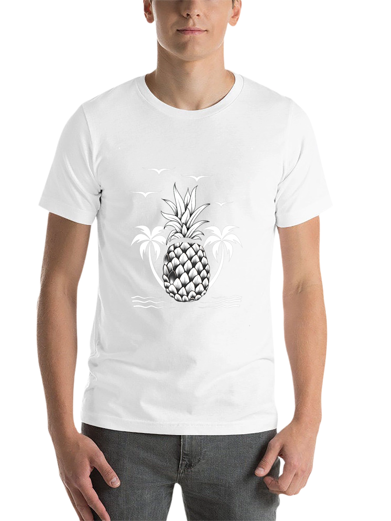 Tropical Pineapple Palm Tree Graphic Tee