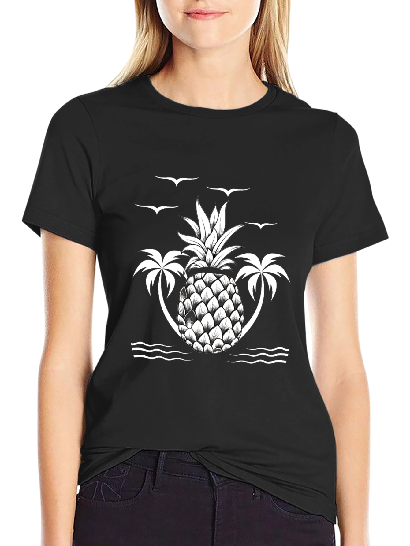 Tropical Pineapple Palm Tree Graphic Tee