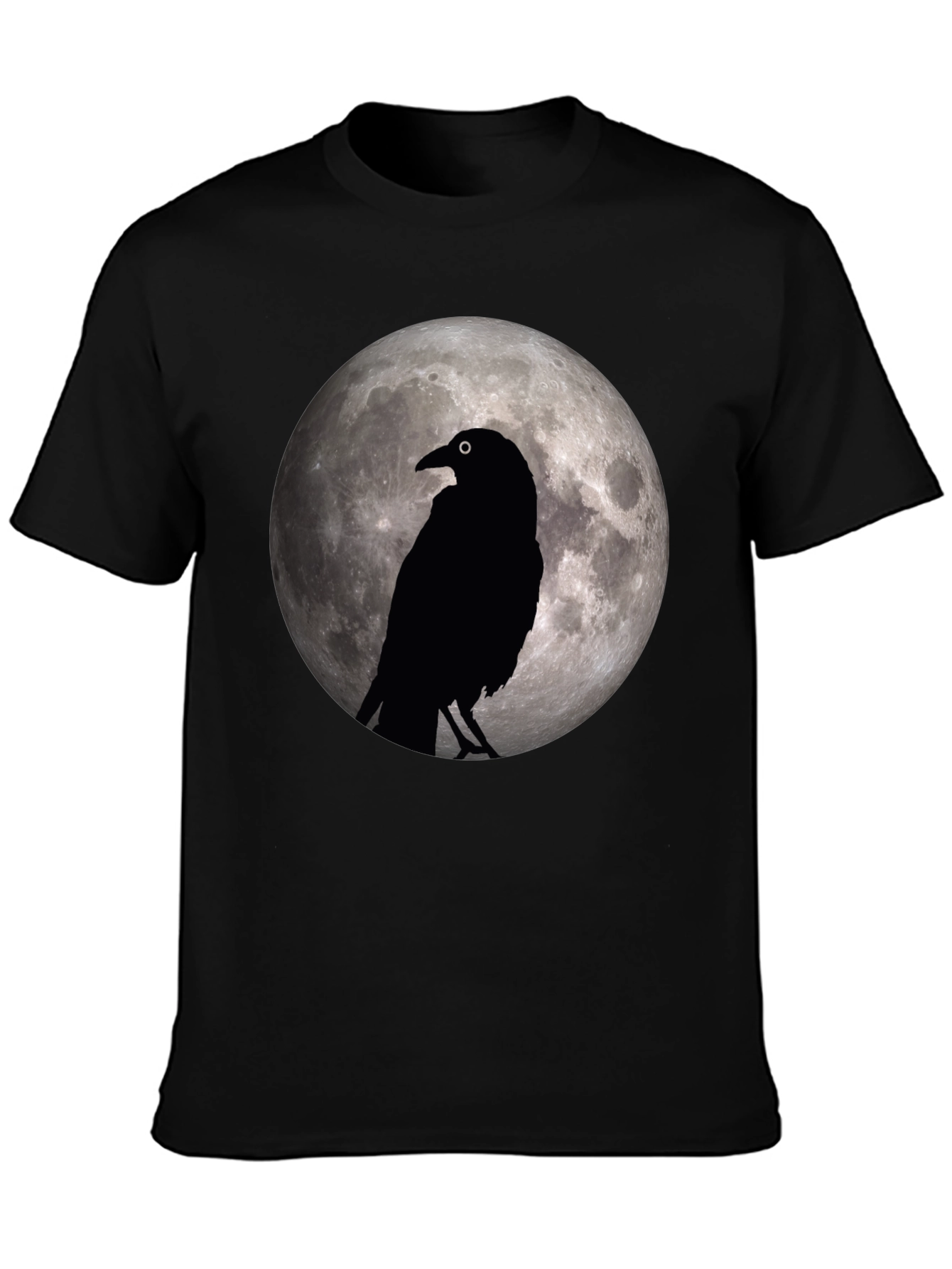 Raven Moon Graphic Tee - Stylish Black Cotton T-Shirt