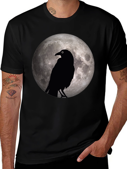 Raven Moon Graphic Tee - Stylish Black Cotton T-Shirt