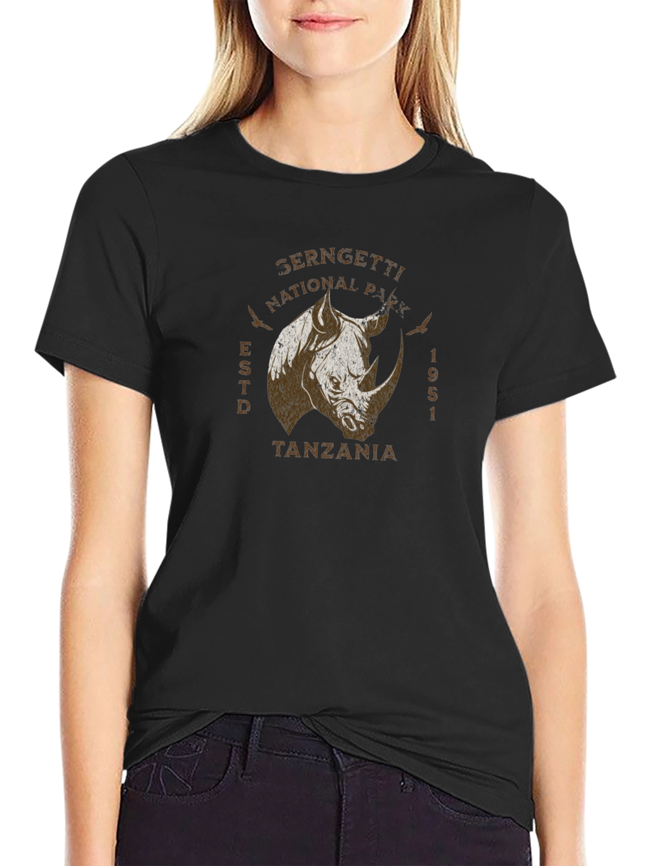 Serengeti Rhino Graphic Tee - Black