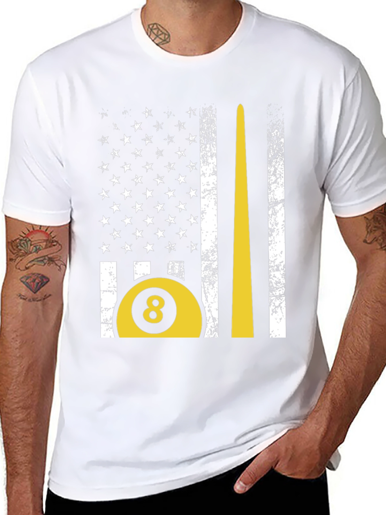 Billiards 8-Ball American Flag Graphic T-Shirt