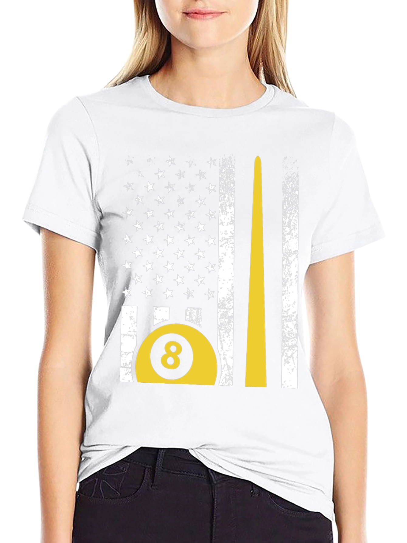 Billiards 8-Ball American Flag Graphic T-Shirt