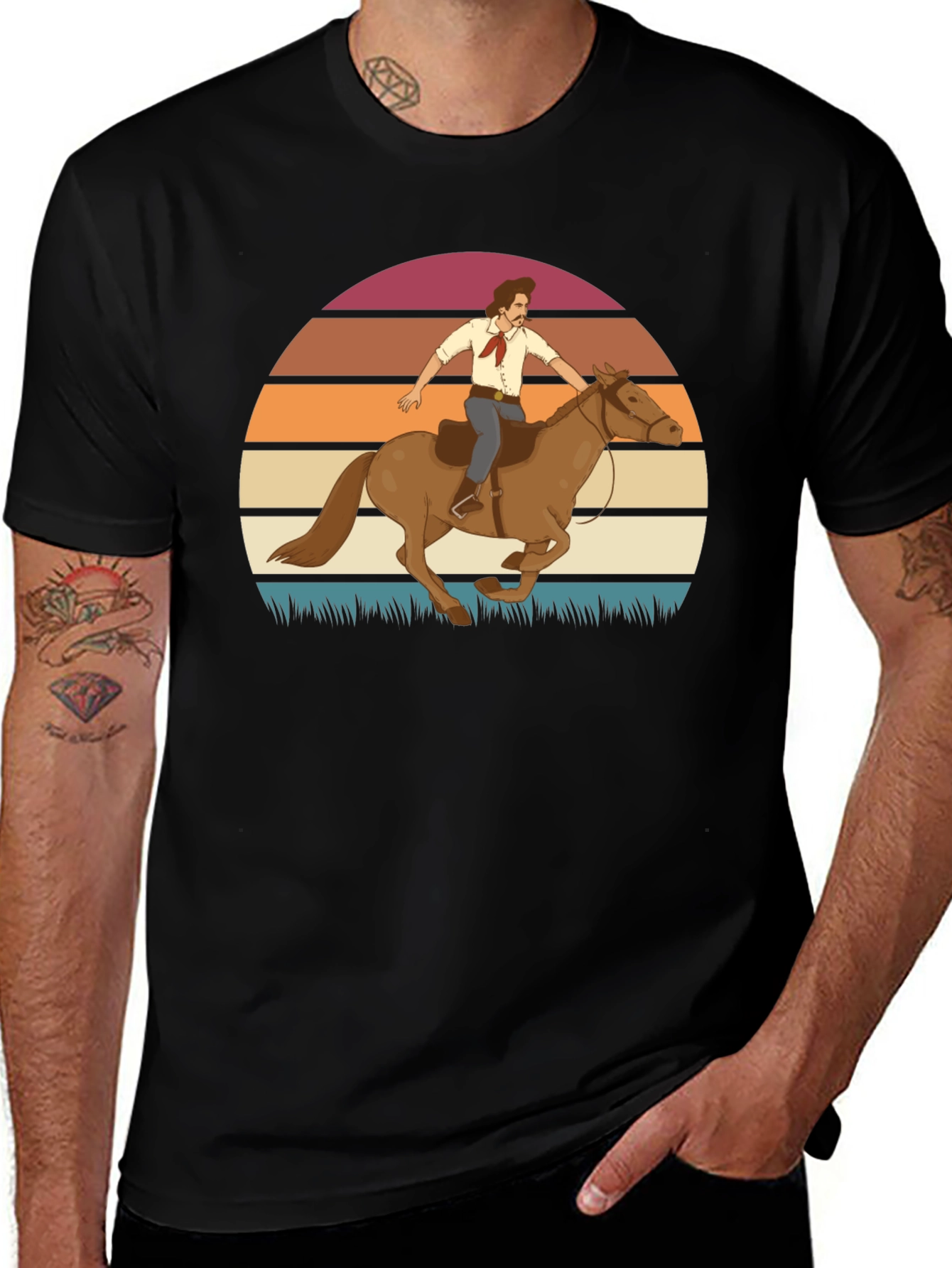 Retro Cowboy Sunset Graphic Tee