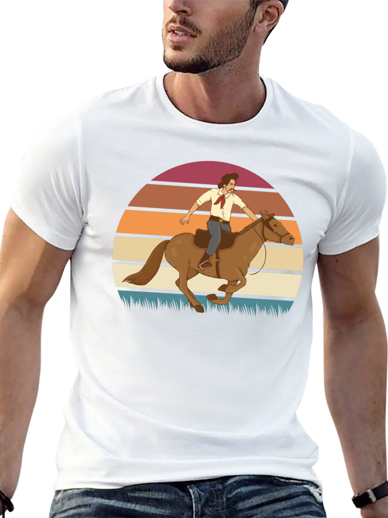 Retro Cowboy Sunset Graphic Tee