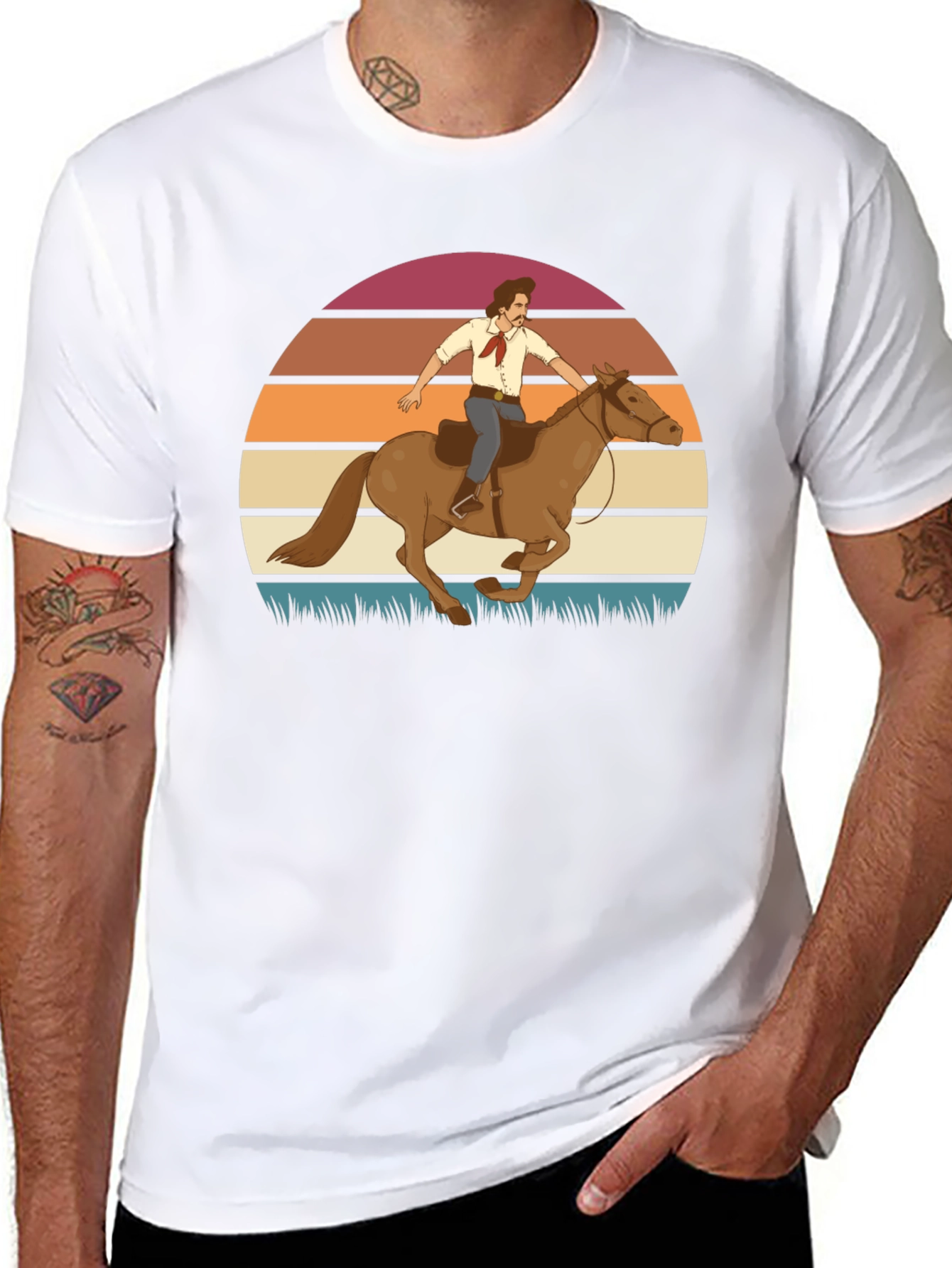 Retro Cowboy Sunset Graphic Tee