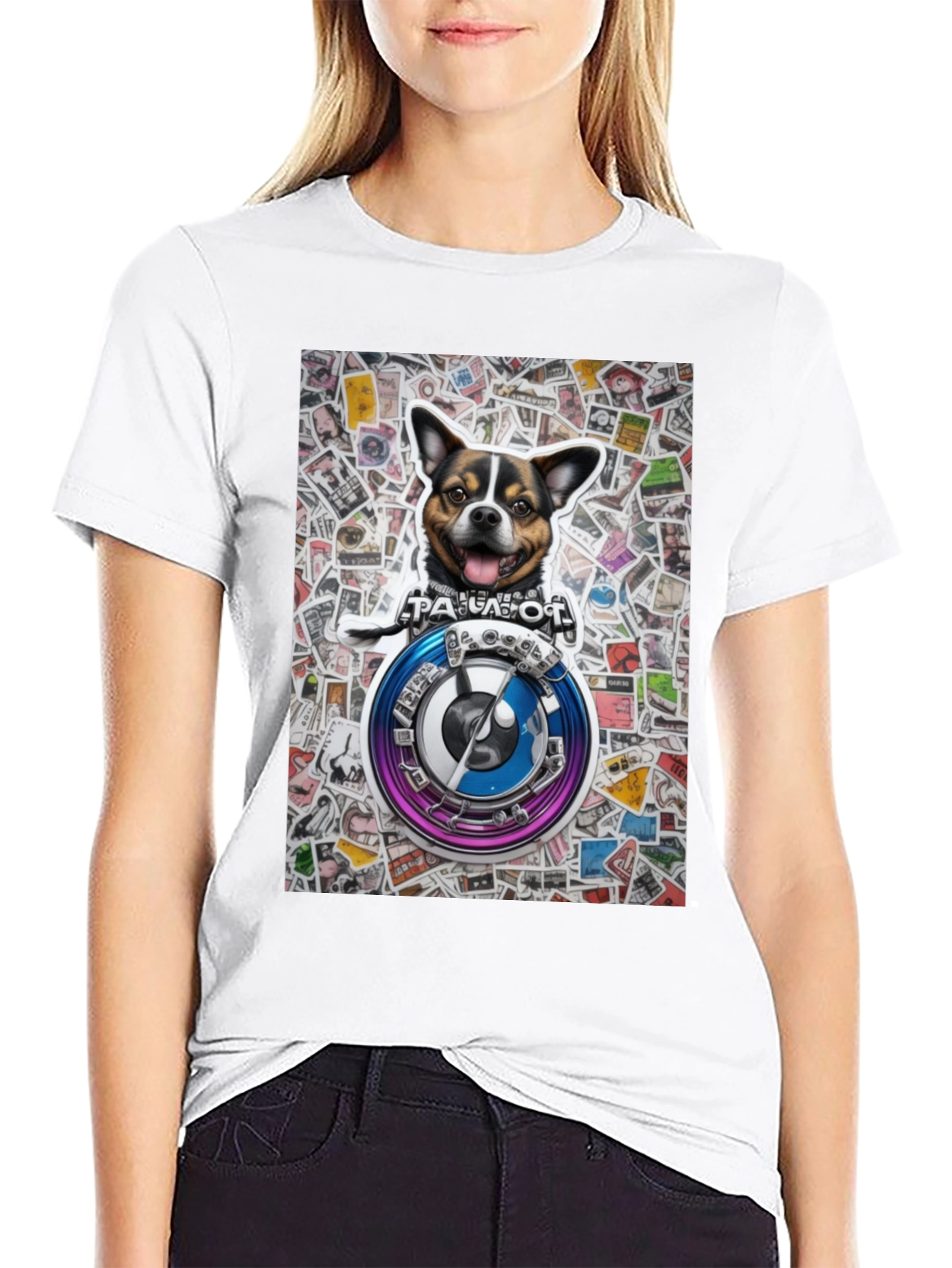 Dog Stickerbomb Graphic Tee - Unisex