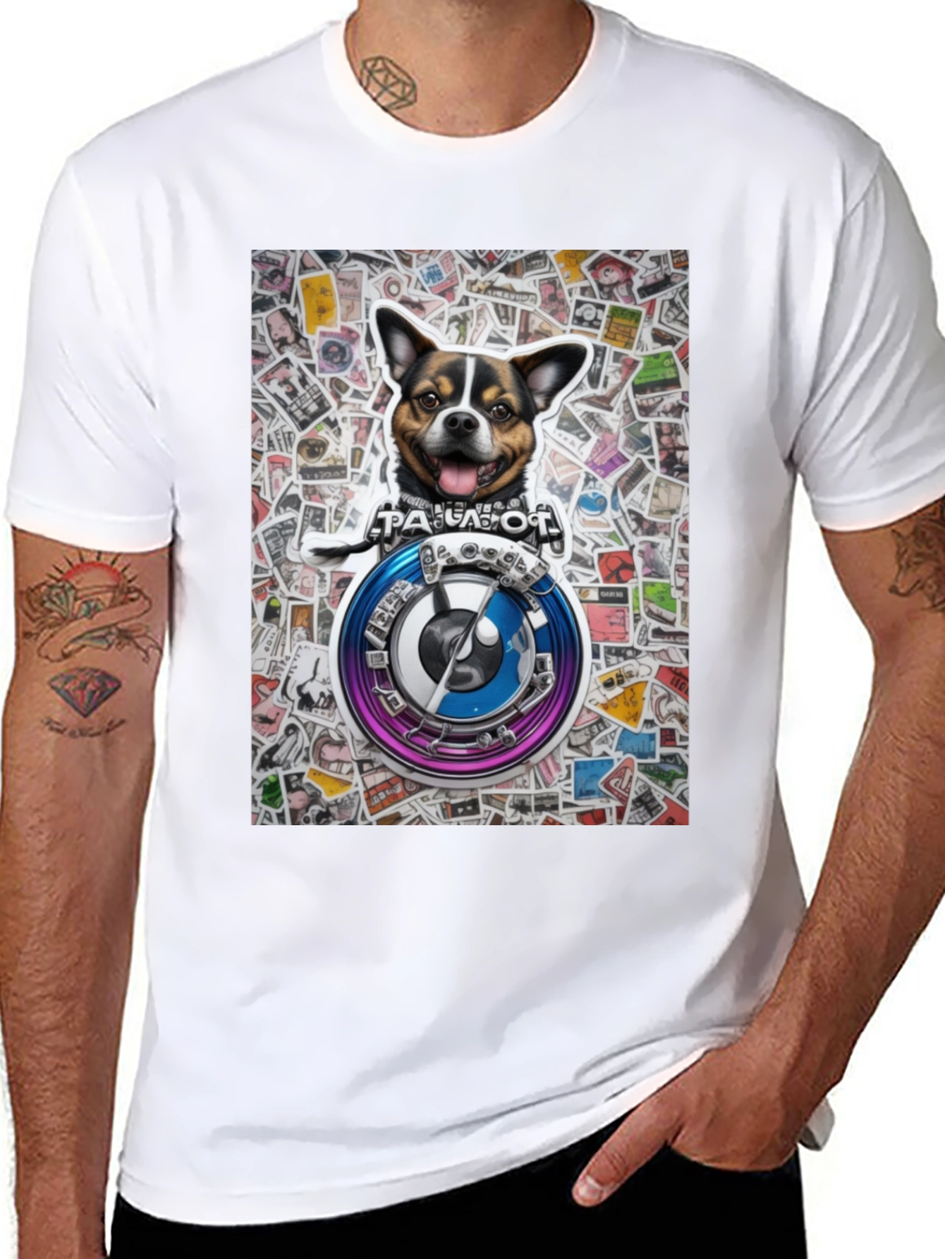 Dog Stickerbomb Graphic Tee - Unisex