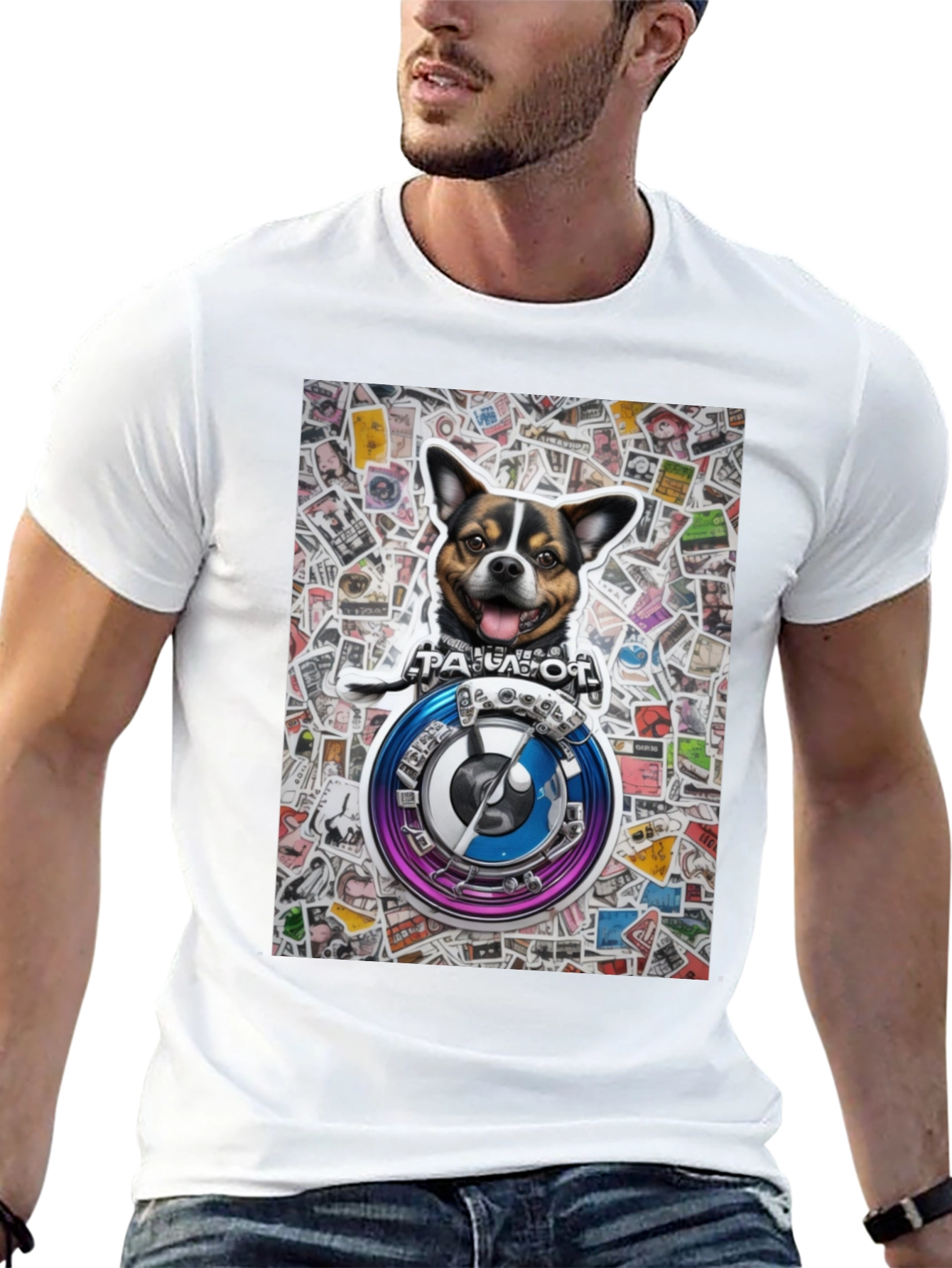 Dog Stickerbomb Graphic Tee - Unisex