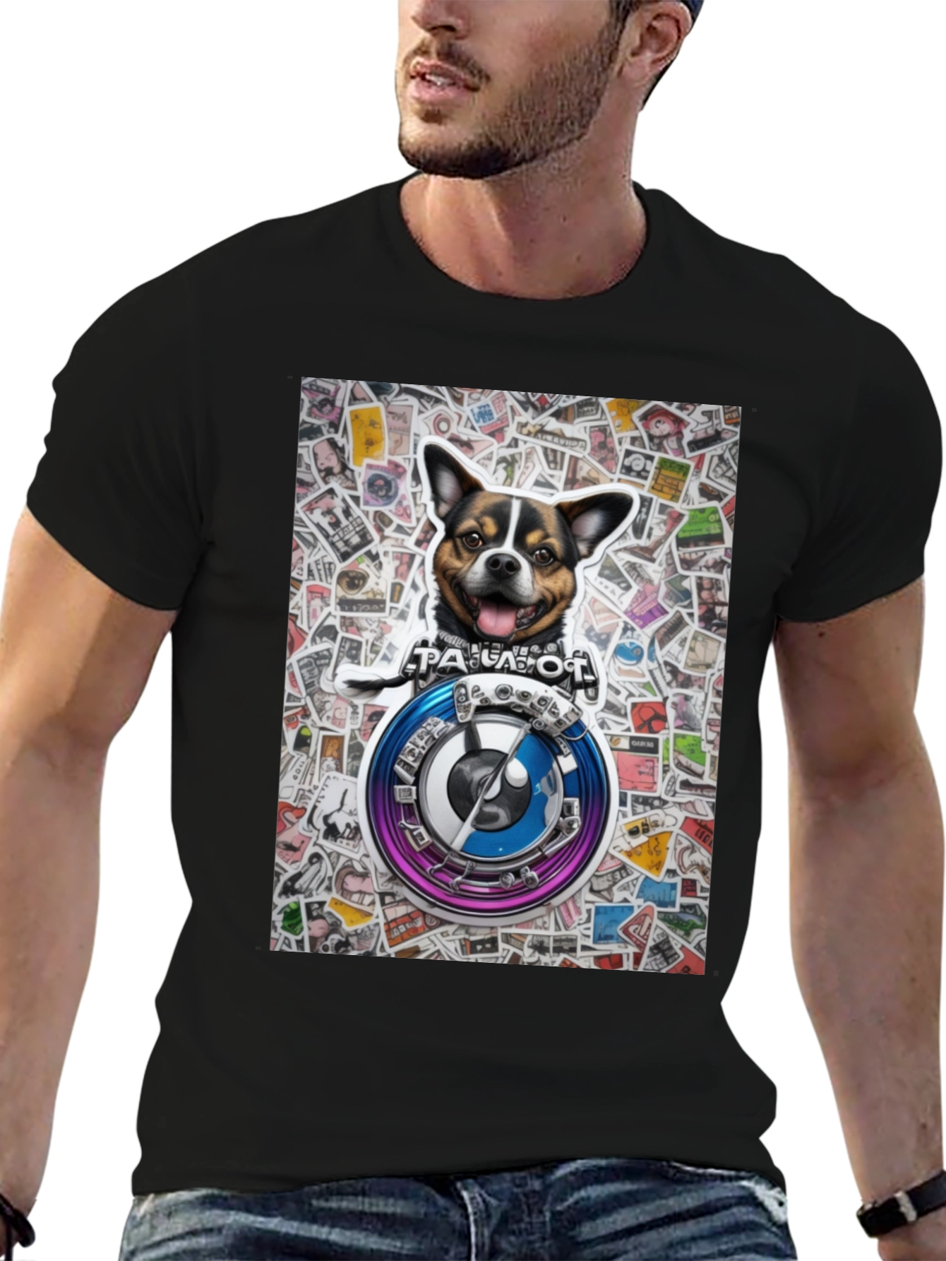 Dog Stickerbomb Graphic Tee - Unisex