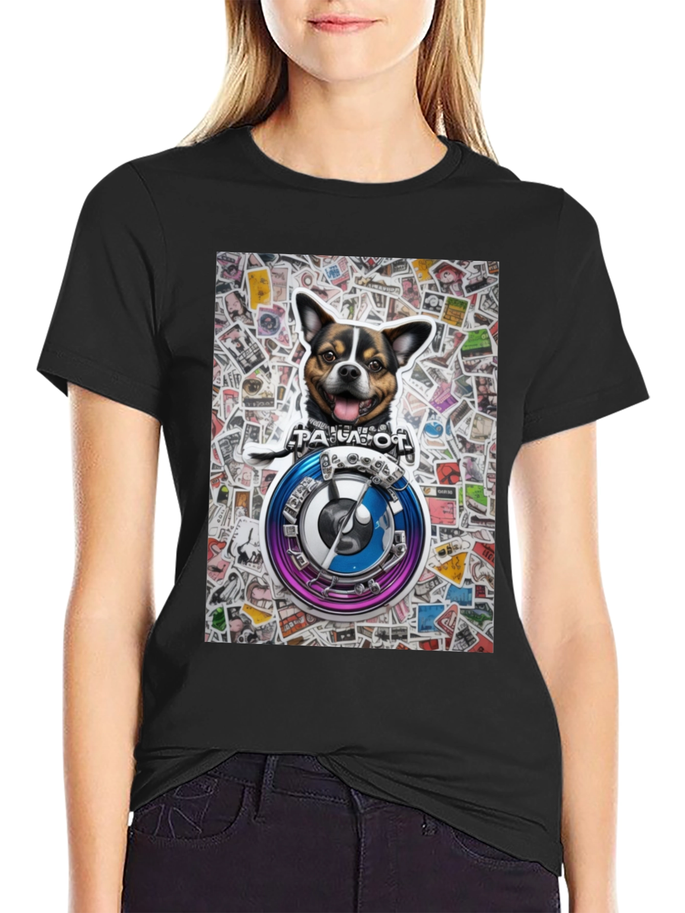 Dog Stickerbomb Graphic Tee - Unisex