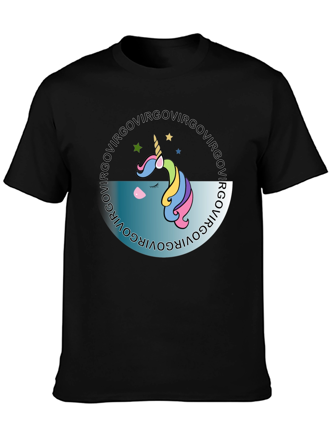 Virgo Unicorn Black T-Shirt