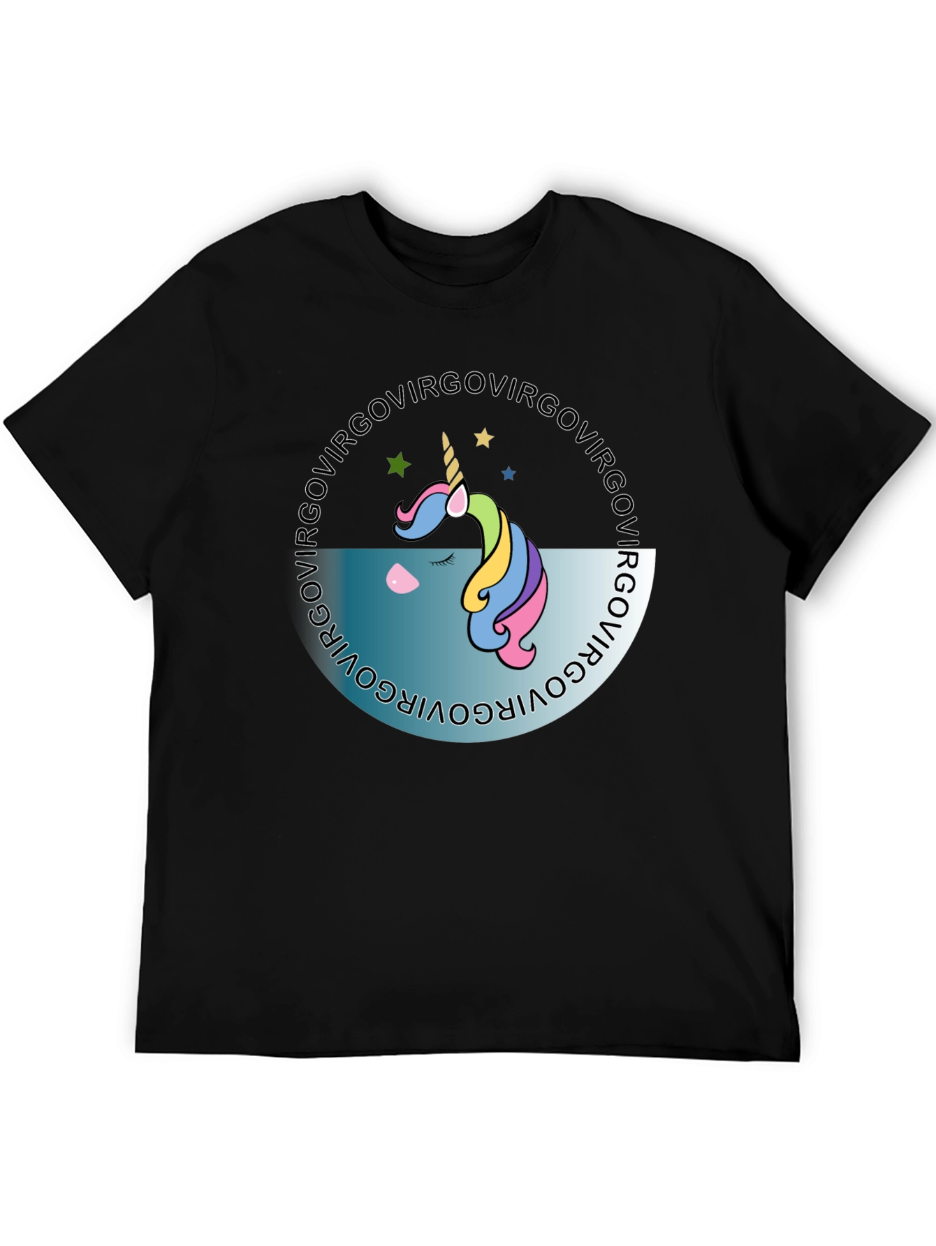 Virgo Unicorn Black T-Shirt