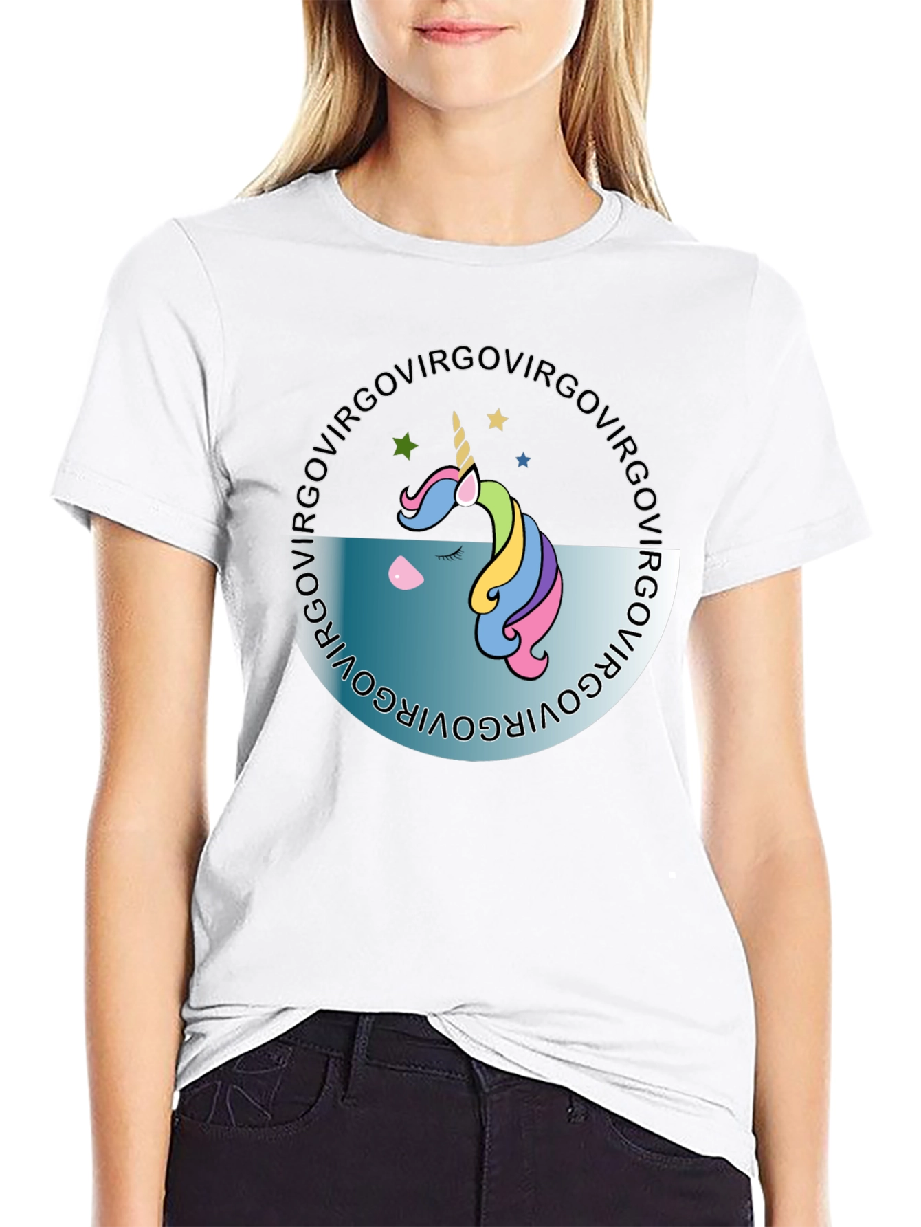 Virgo Unicorn Black T-Shirt