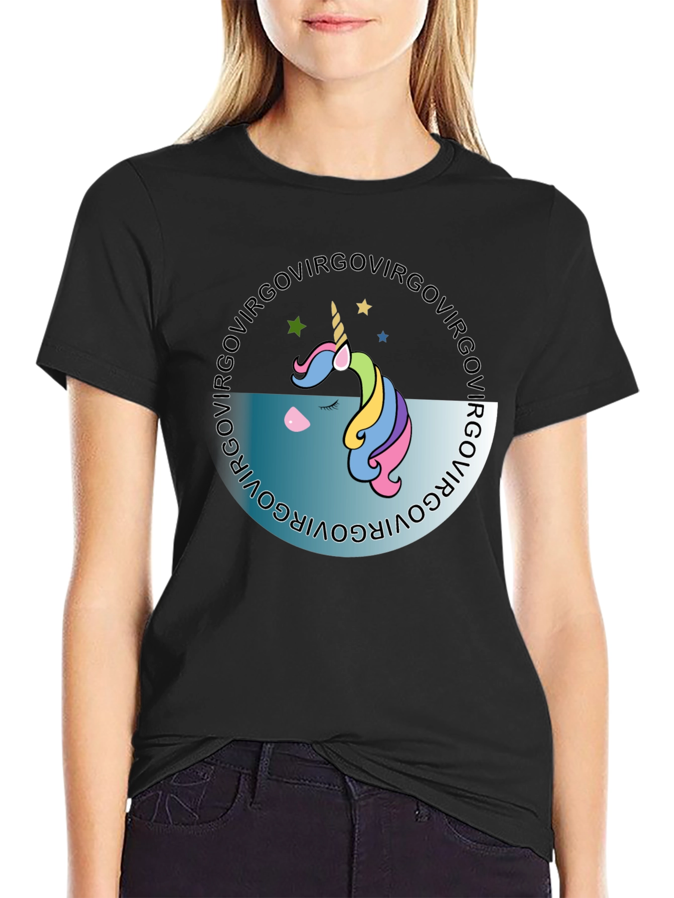 Virgo Unicorn Black T-Shirt
