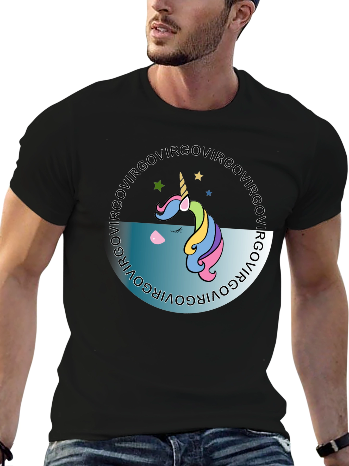 Virgo Unicorn Black T-Shirt