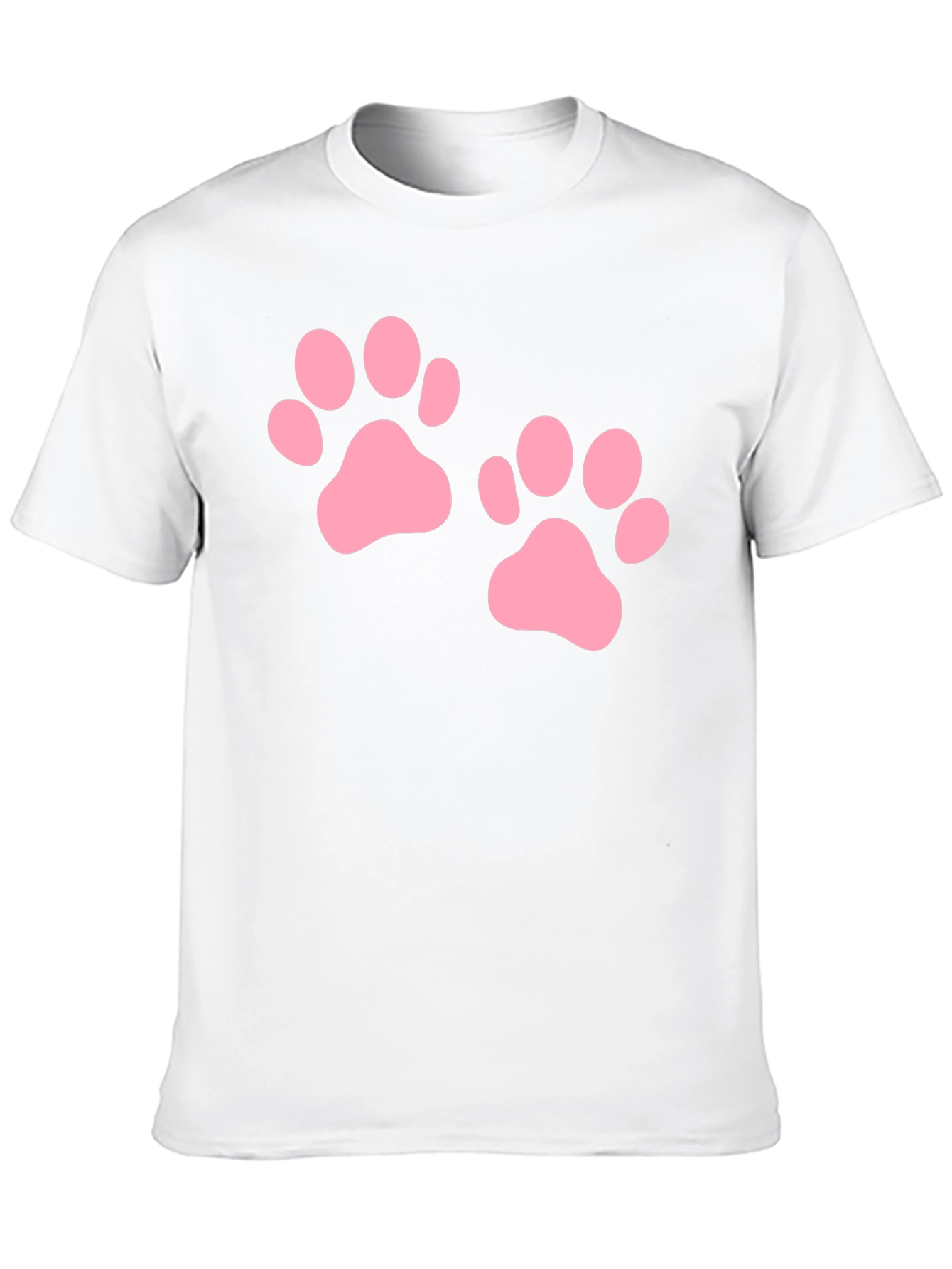 Cute Pink Paw Print Black T-Shirt