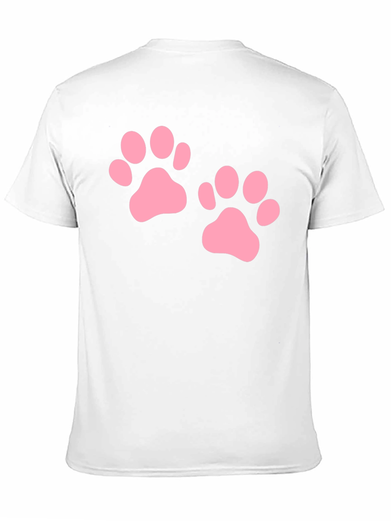 Cute Pink Paw Print Black T-Shirt
