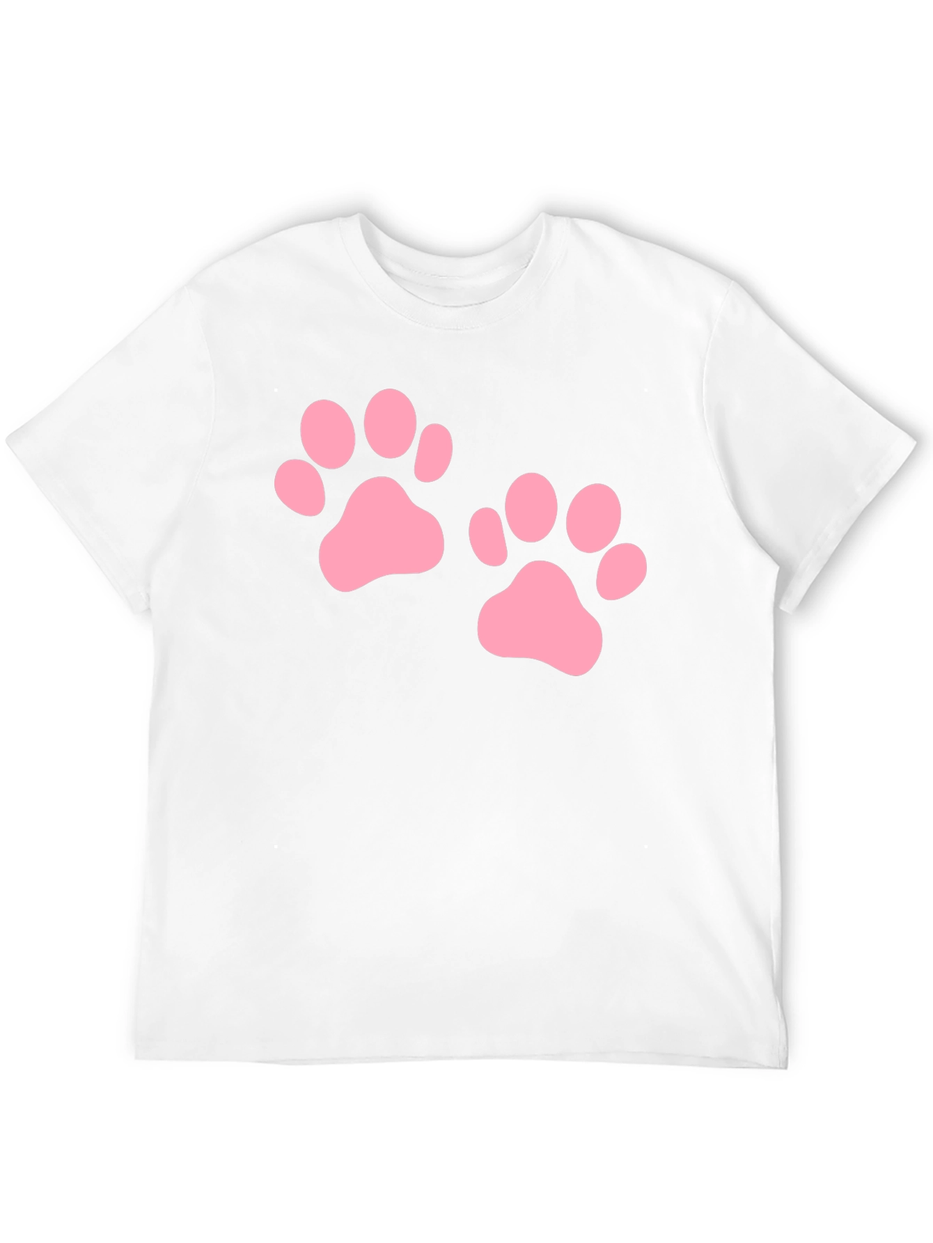Cute Pink Paw Print Black T-Shirt
