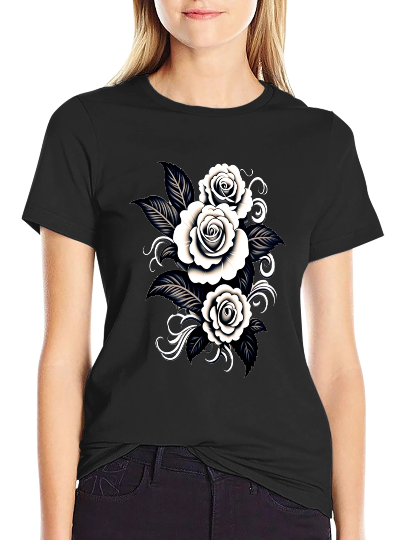 Black Rose T-Shirt: Gothic Floral Design