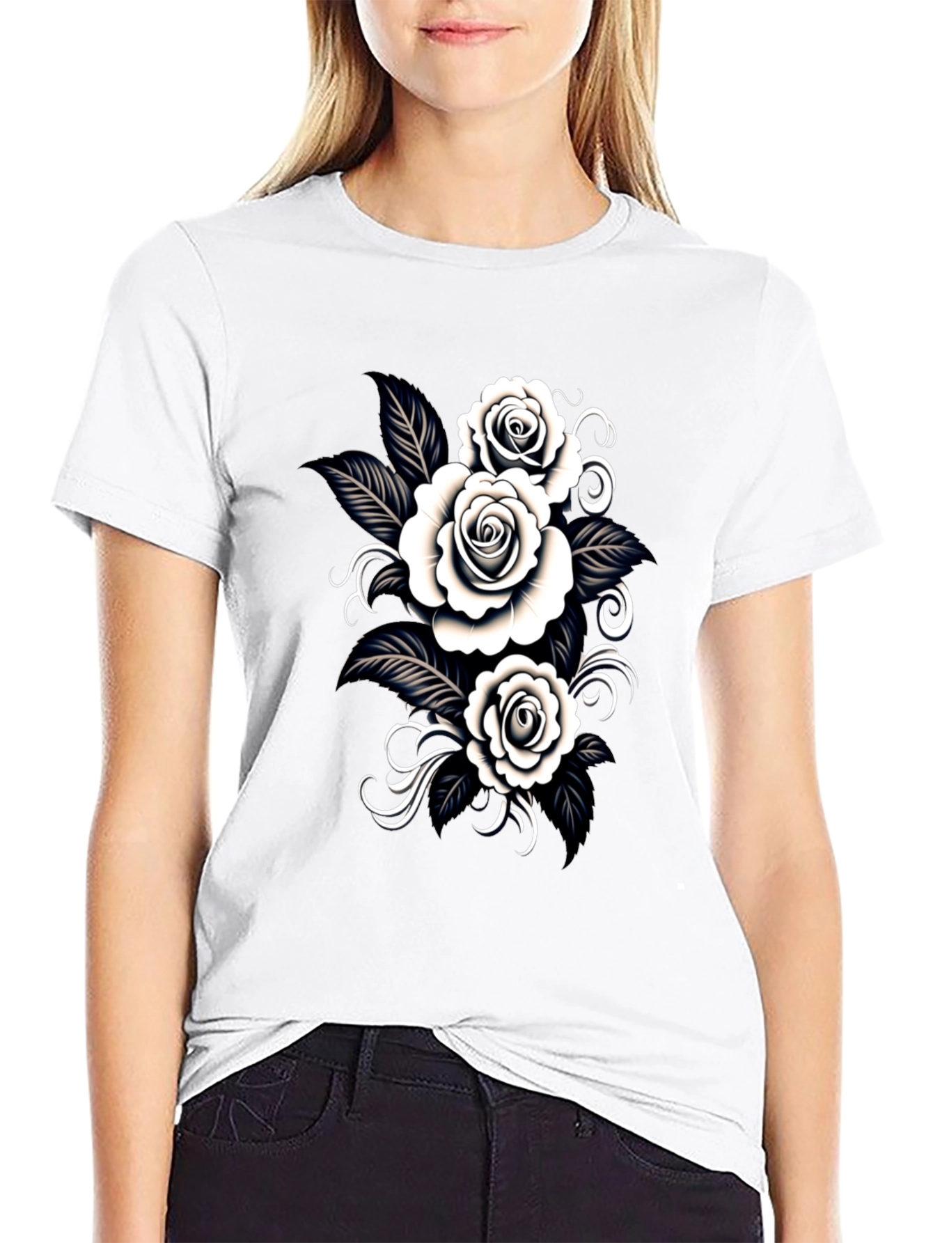 Black Rose T-Shirt: Gothic Floral Design