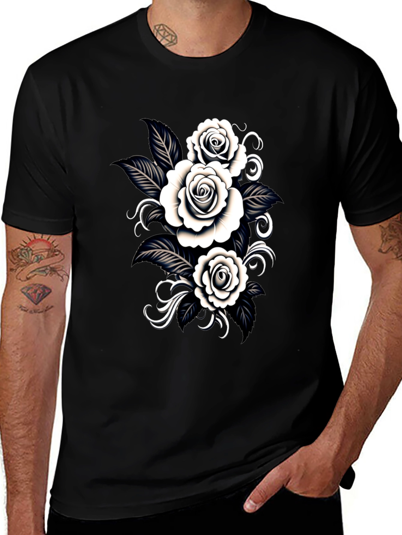 Black Rose T-Shirt: Gothic Floral Design