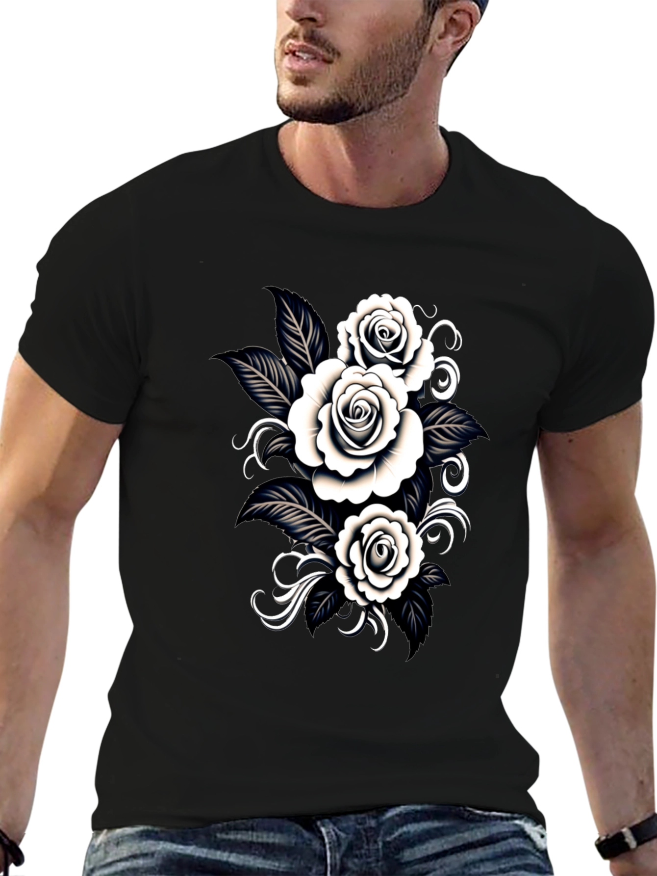 Black Rose T-Shirt: Gothic Floral Design