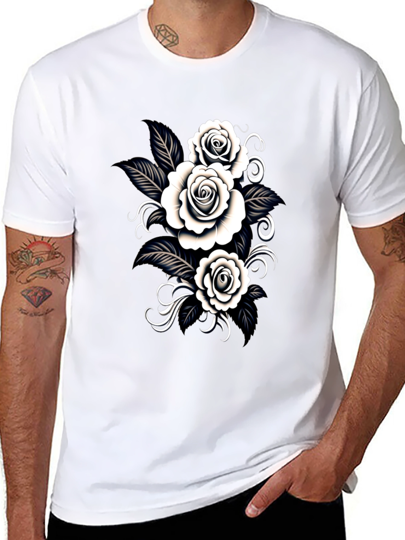 Black Rose T-Shirt: Gothic Floral Design