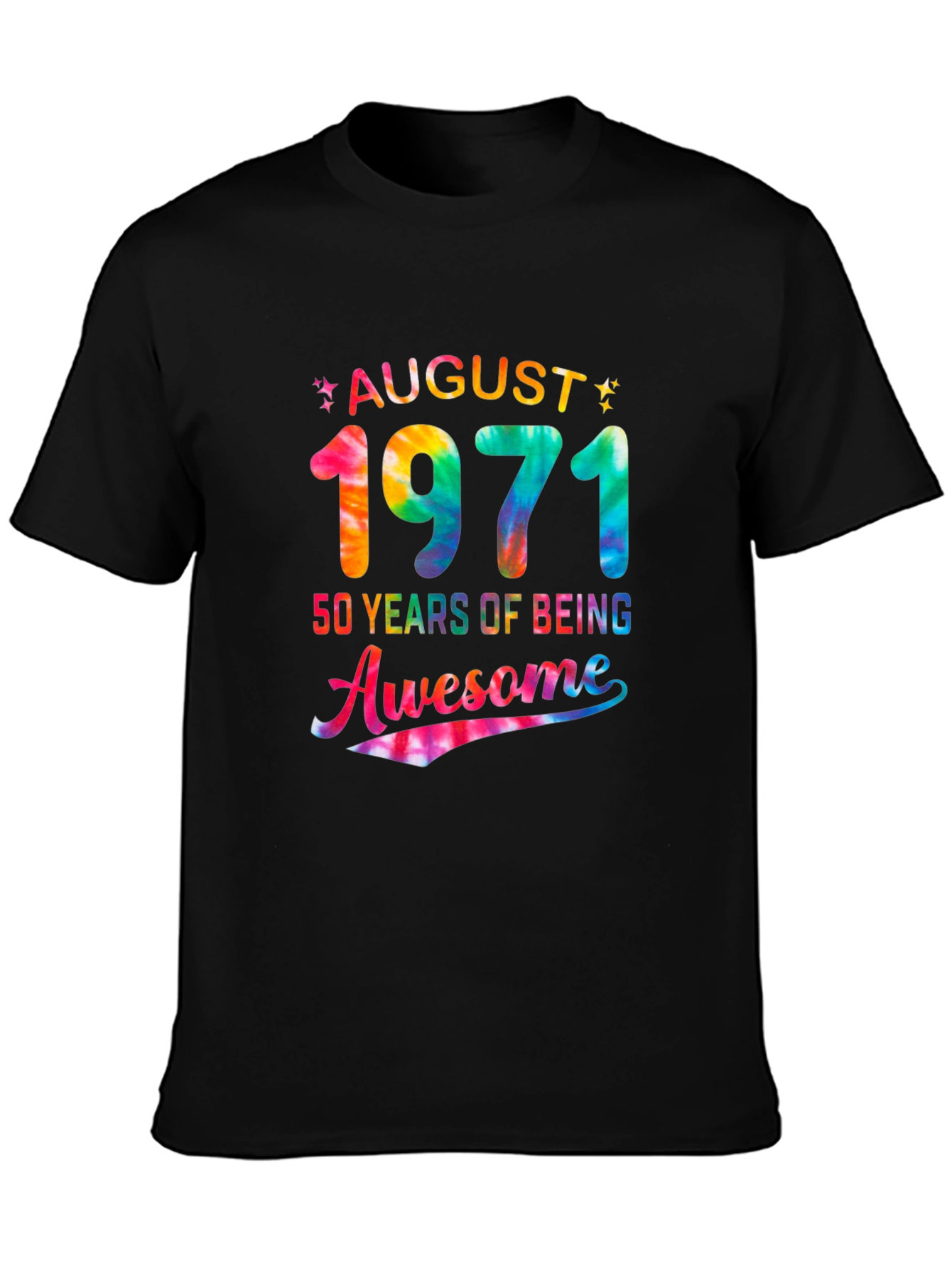 August 1971 50 Years Awesome Tie Dye Graphic T-Shirt