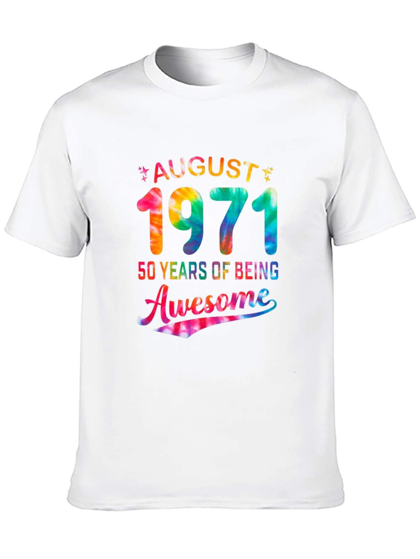 August 1971 50 Years Awesome Tie Dye Graphic T-Shirt
