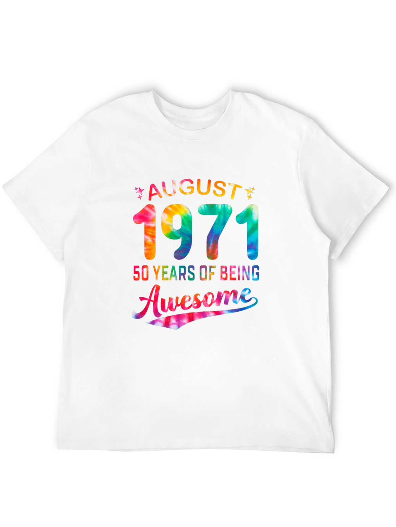 August 1971 50 Years Awesome Tie Dye Graphic T-Shirt