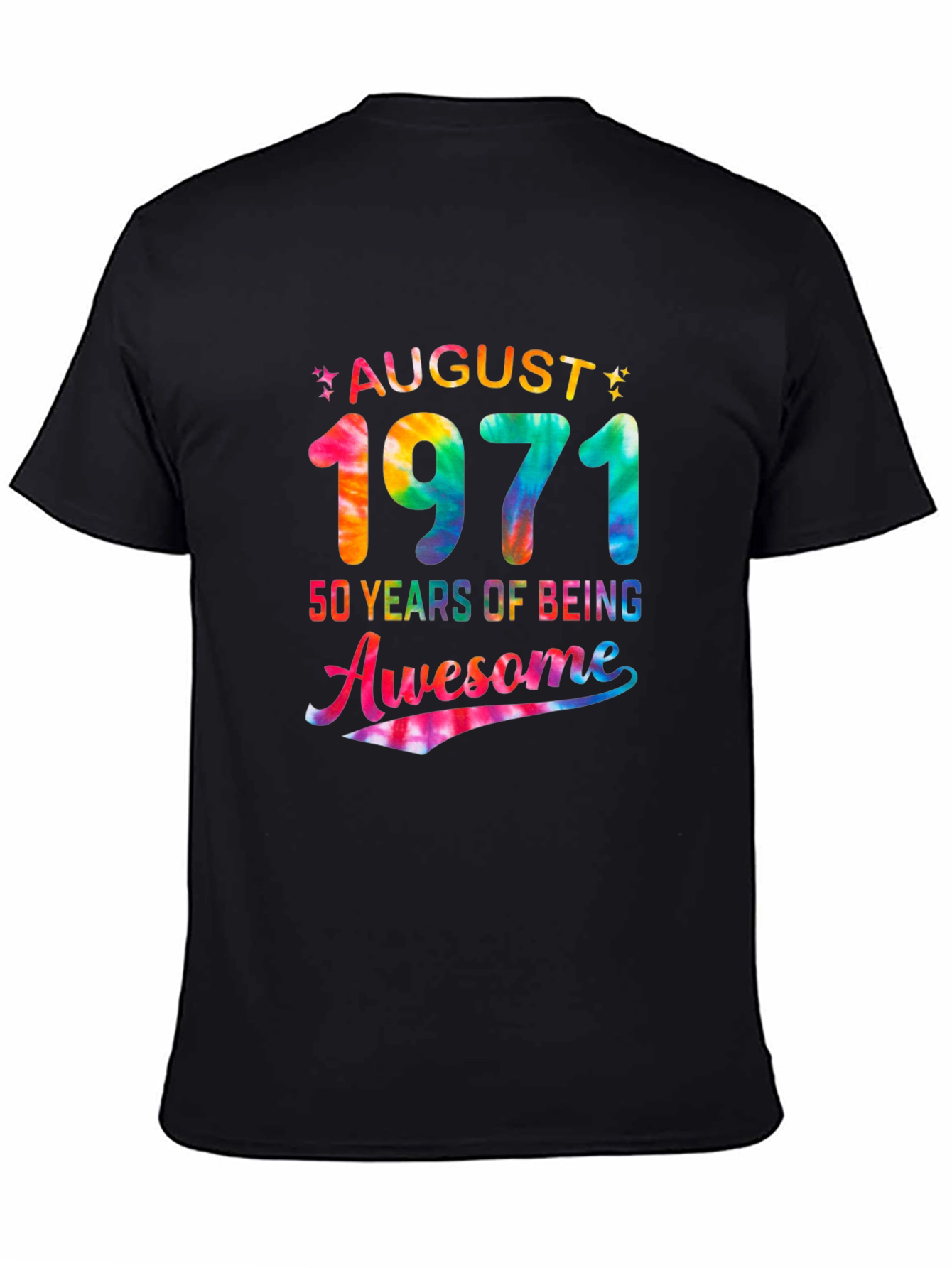 August 1971 50 Years Awesome Tie Dye Graphic T-Shirt
