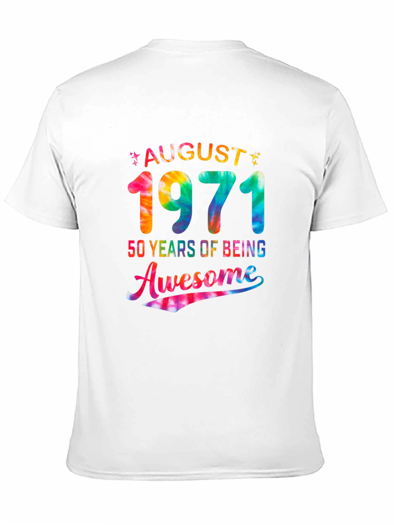 August 1971 50 Years Awesome Tie Dye Graphic T-Shirt